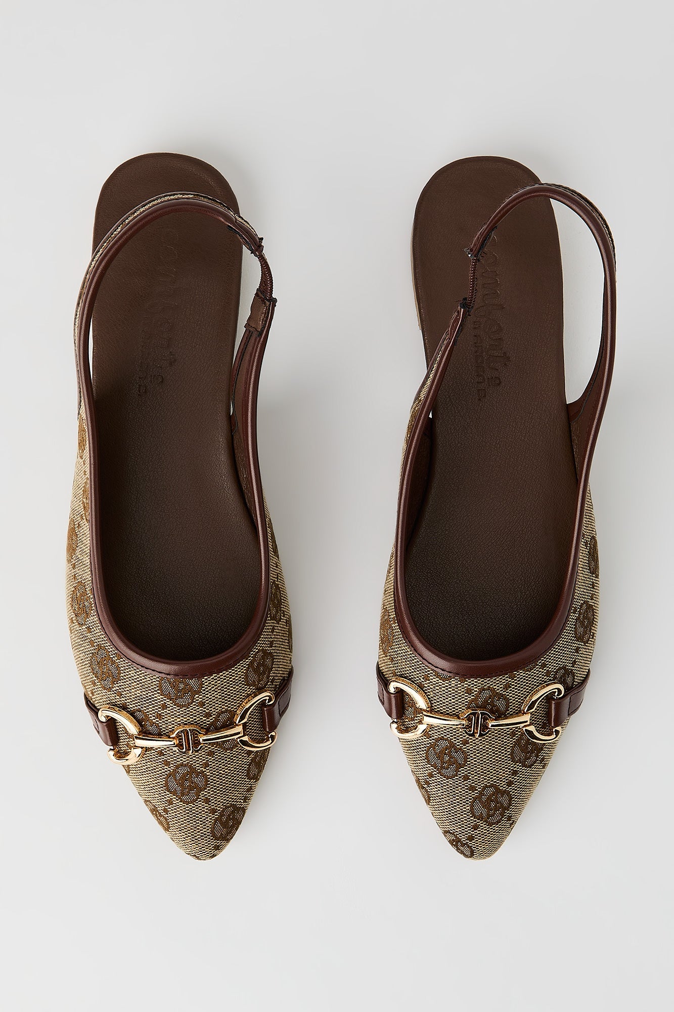 Patterned Snaffle Slingback Flats