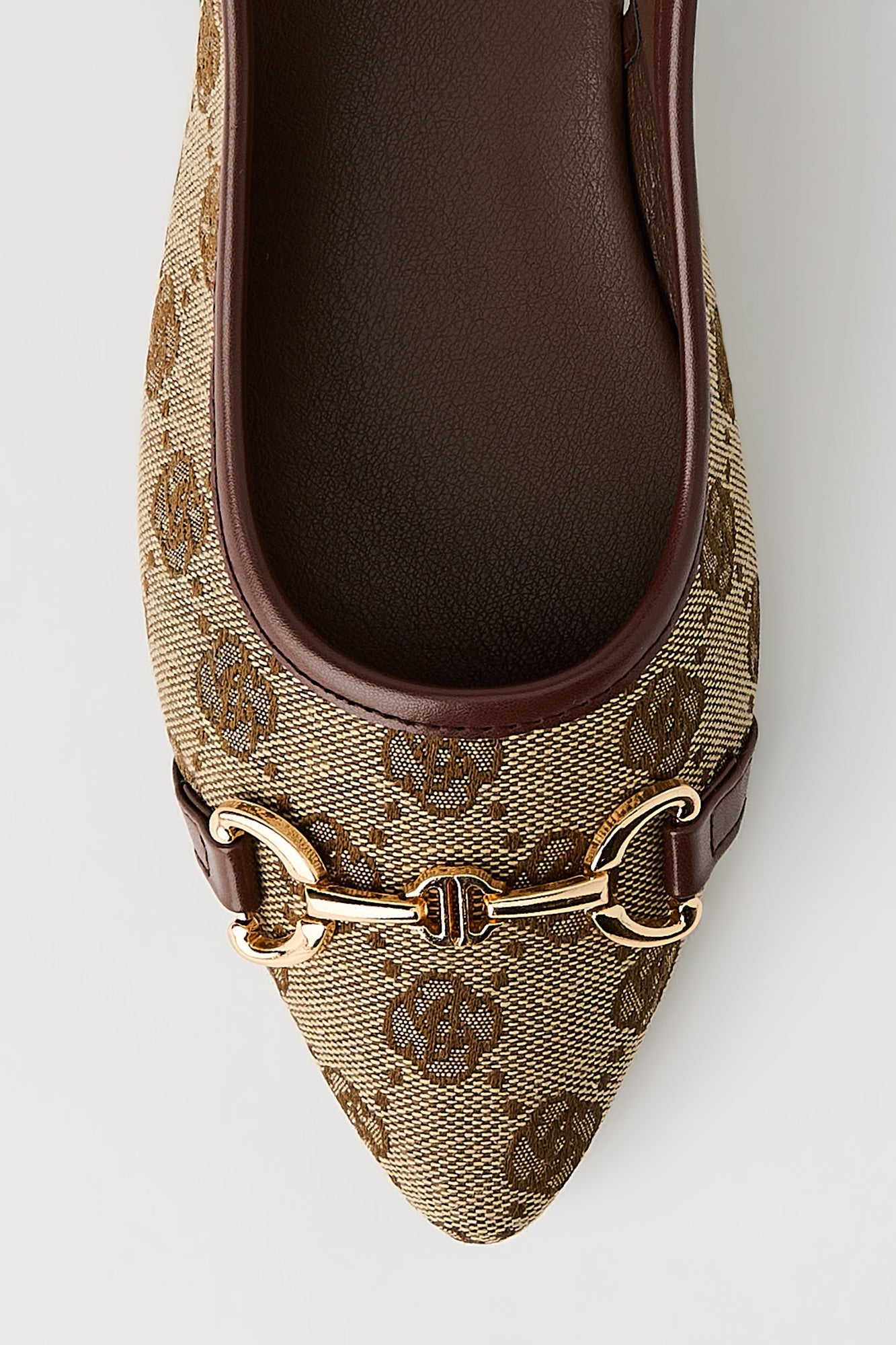 Patterned Snaffle Slingback Flats