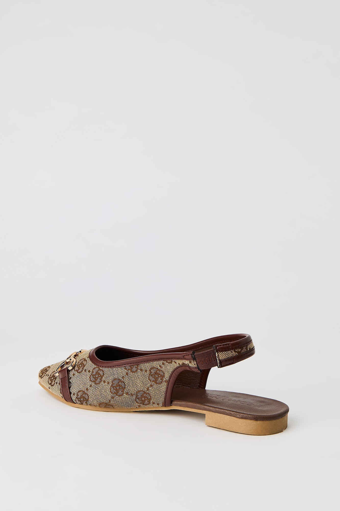 Patterned Snaffle Slingback Flats