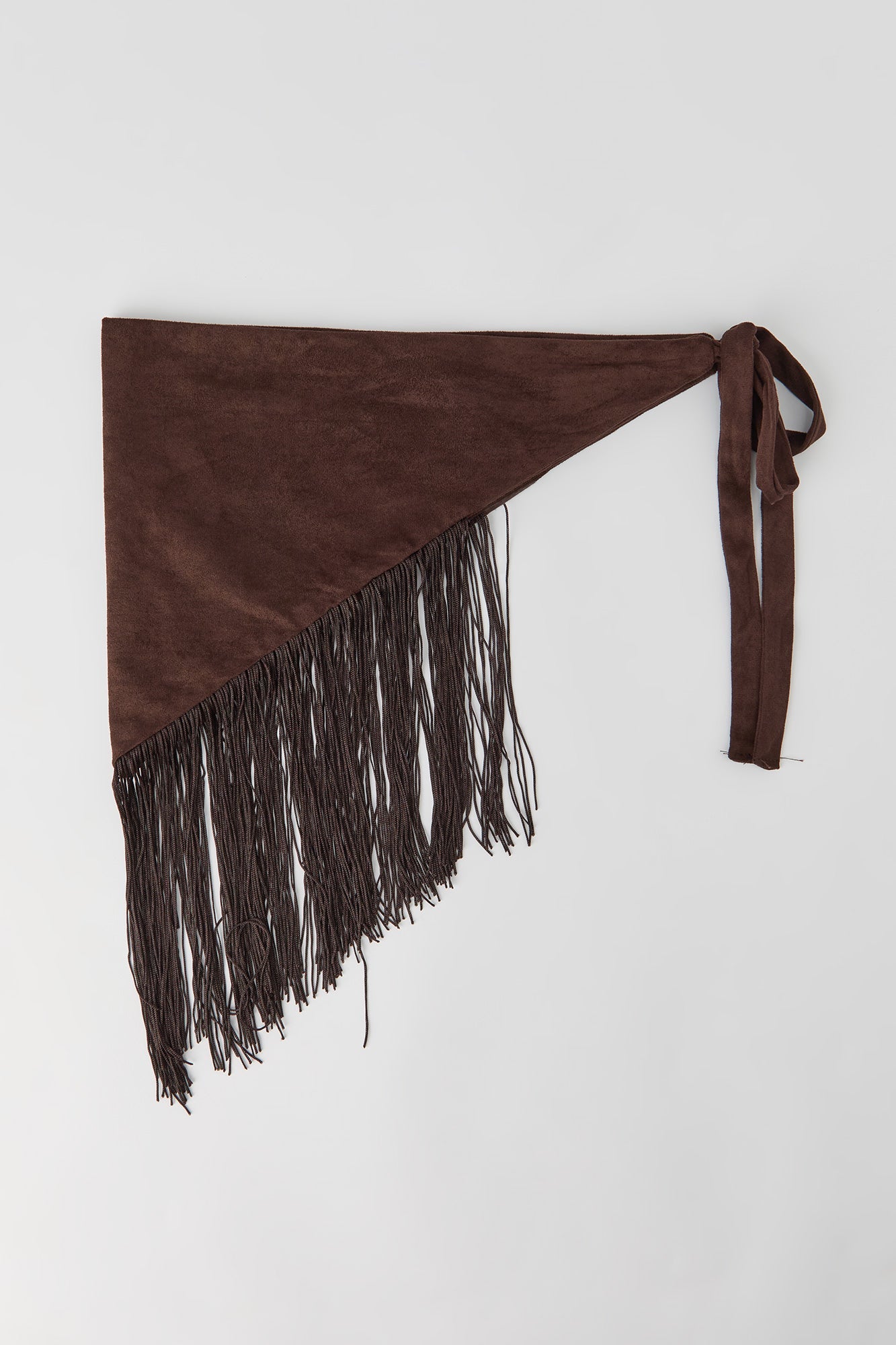 Faux Suede Triangle Fringe Scarf