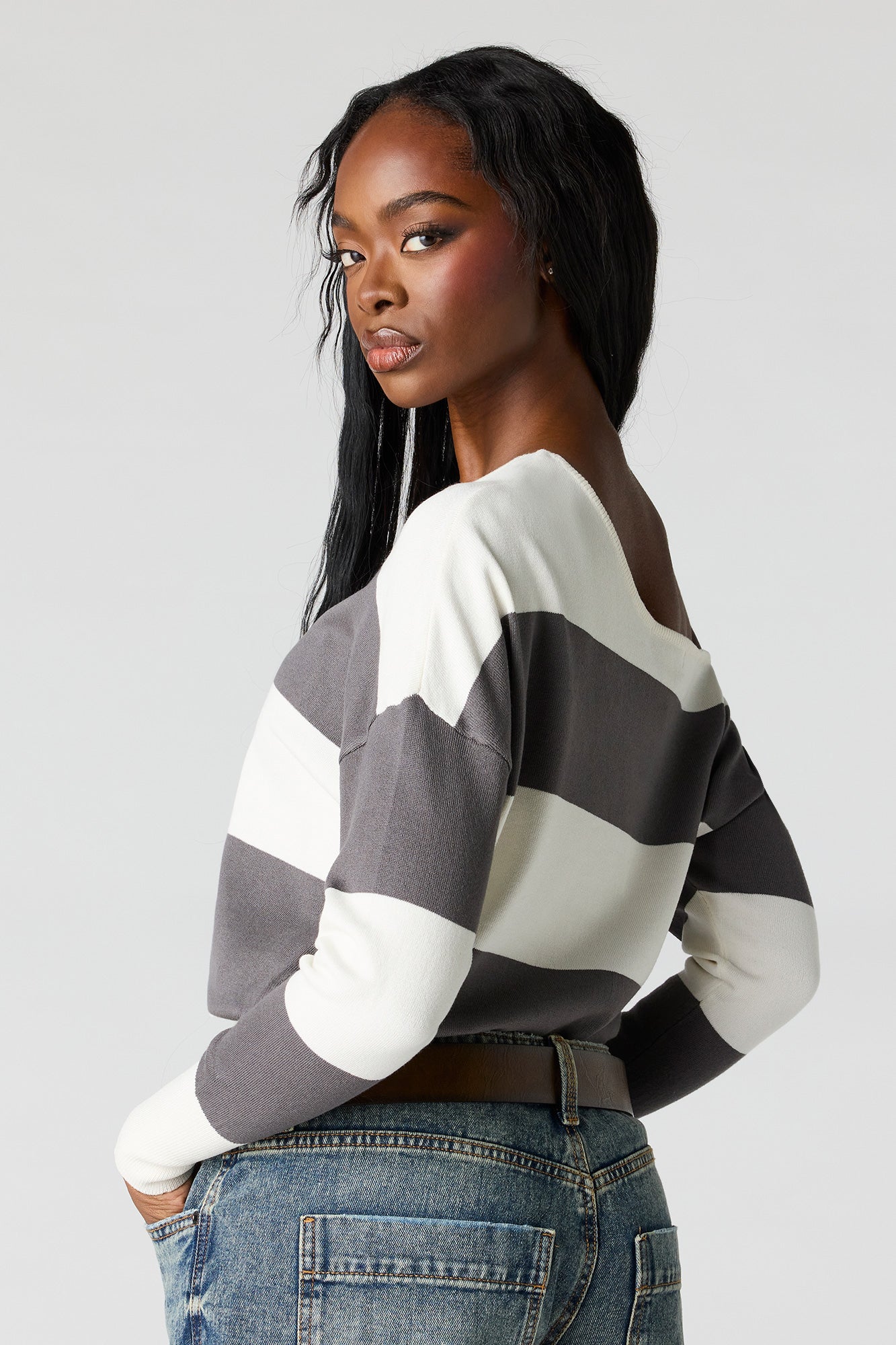 Striped Off-Shoulder Sweater