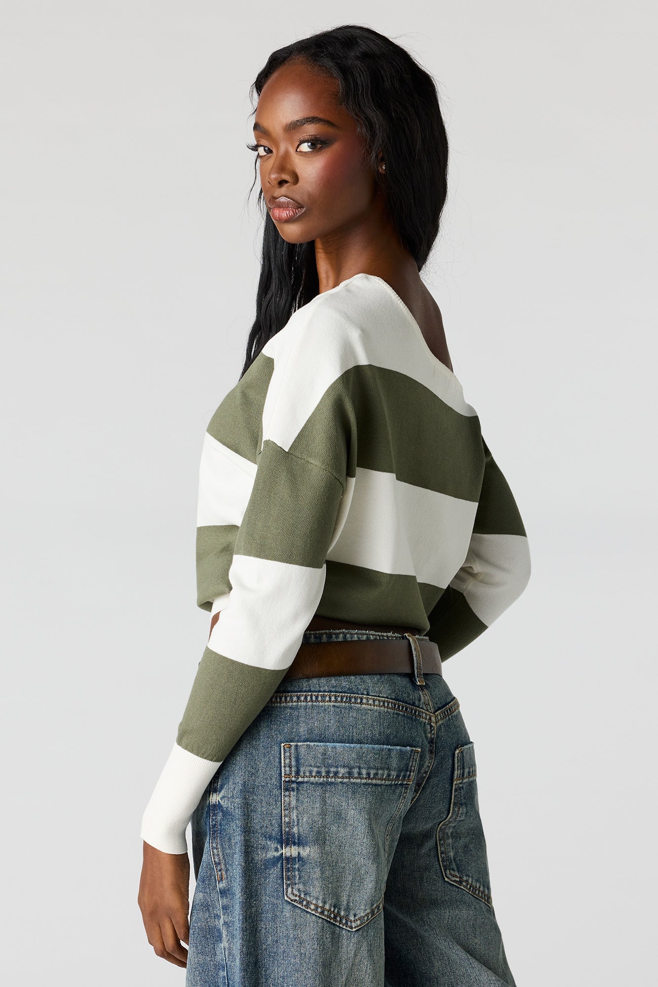 Striped Off-Shoulder Sweater