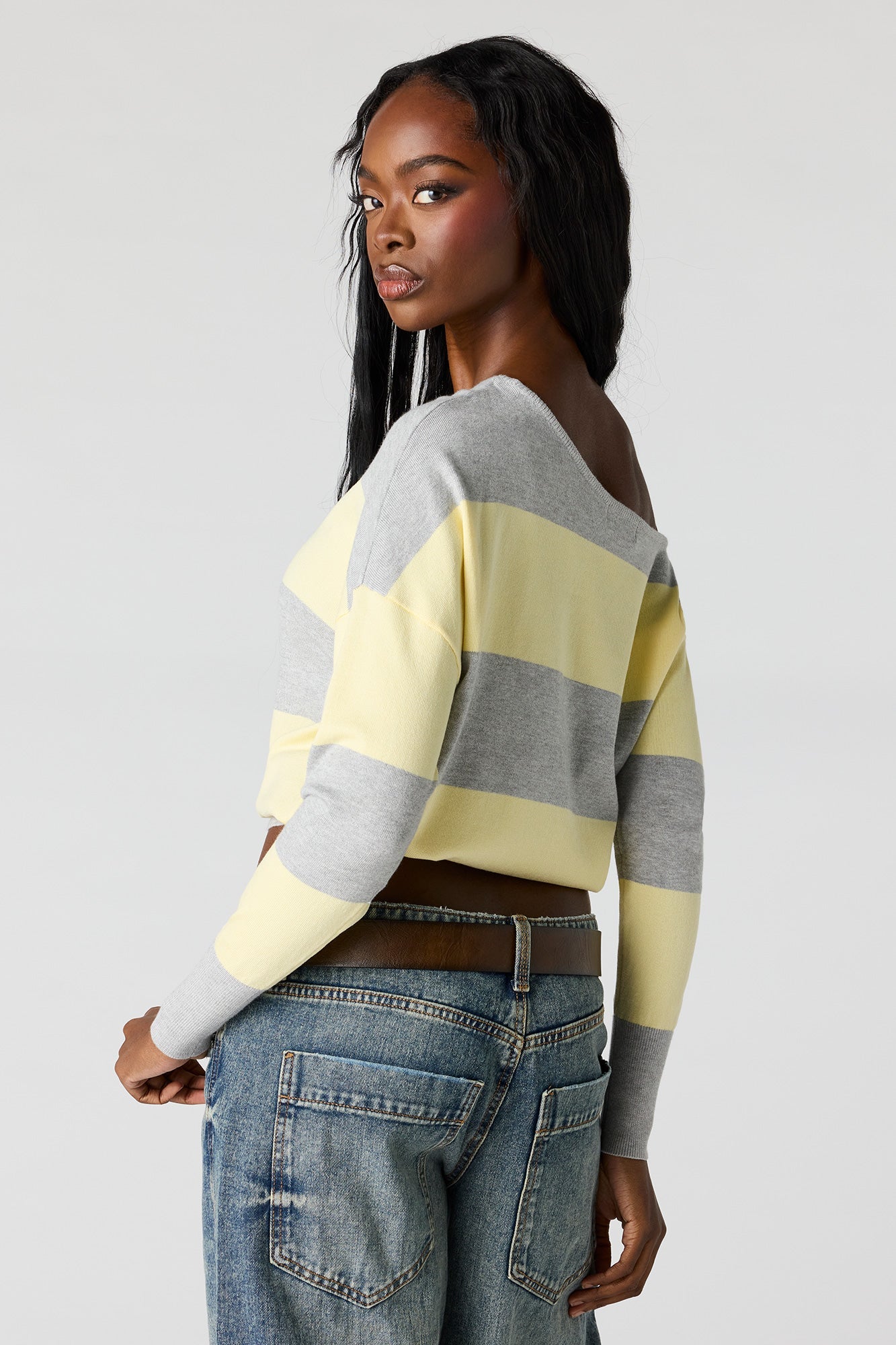 Striped Off-Shoulder Sweater