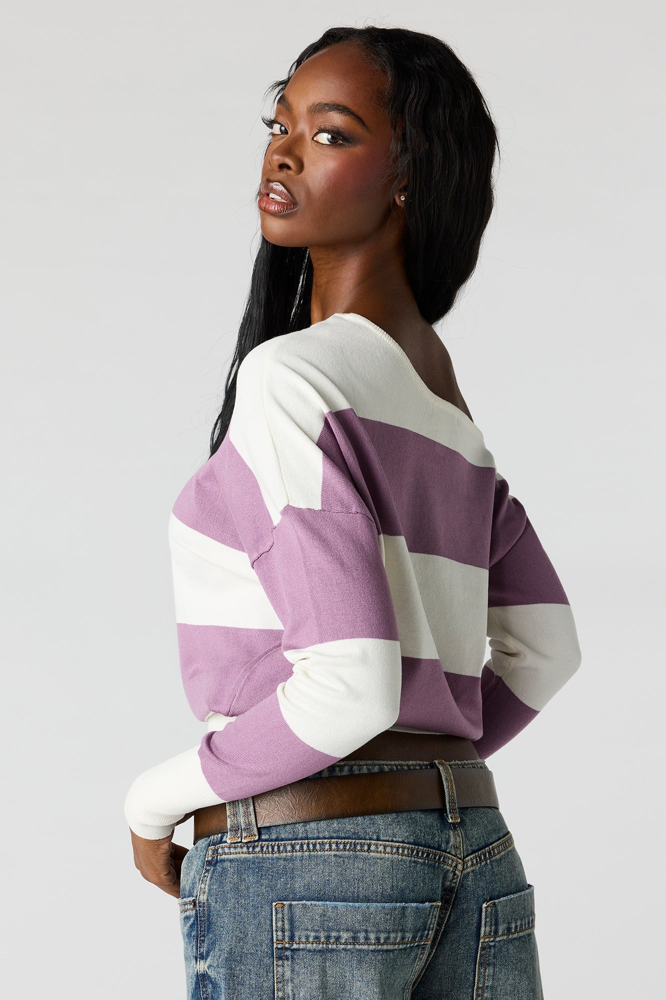 Striped Off-Shoulder Sweater