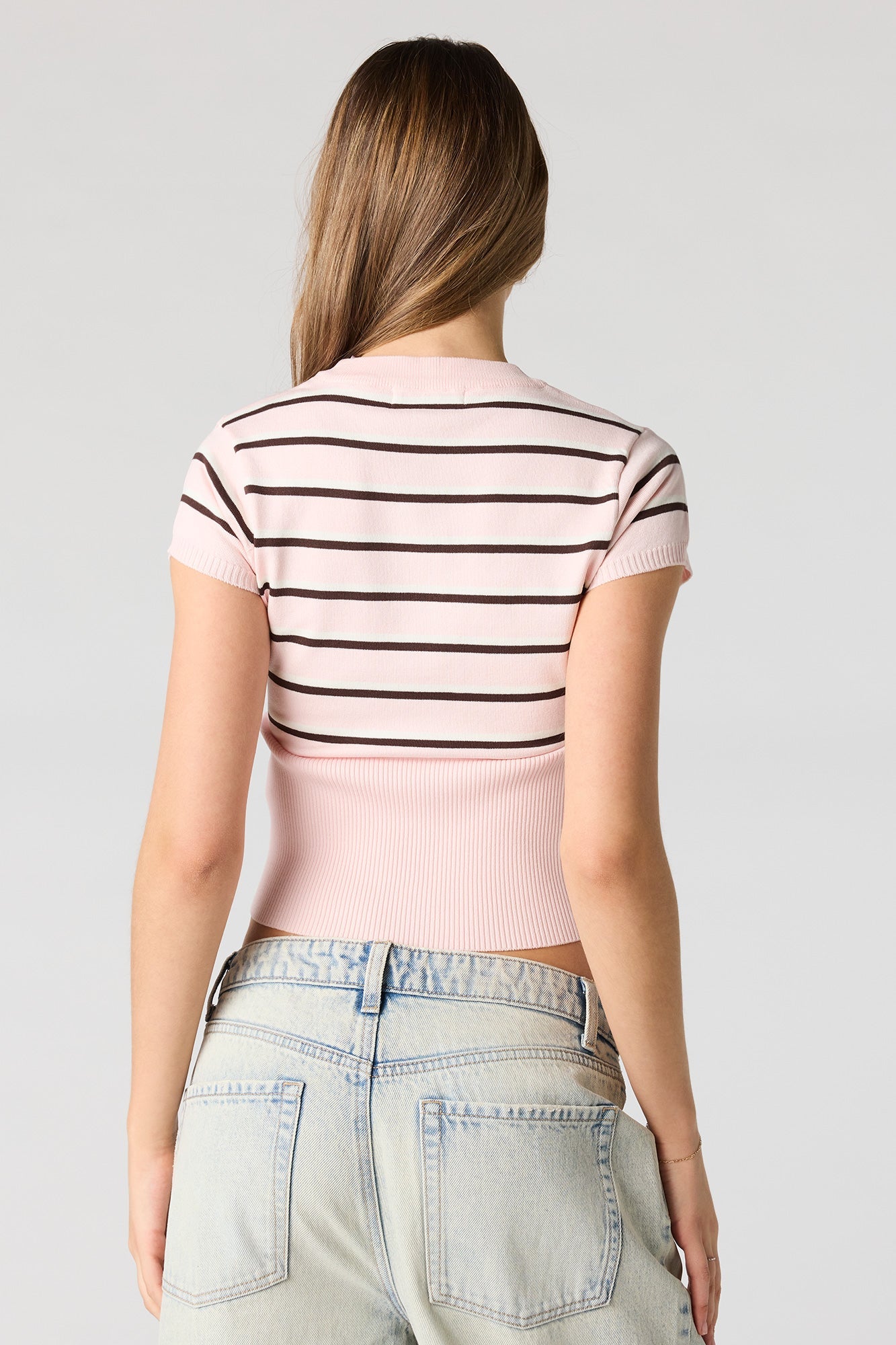 Jacquard Knit Short Sleeve Top