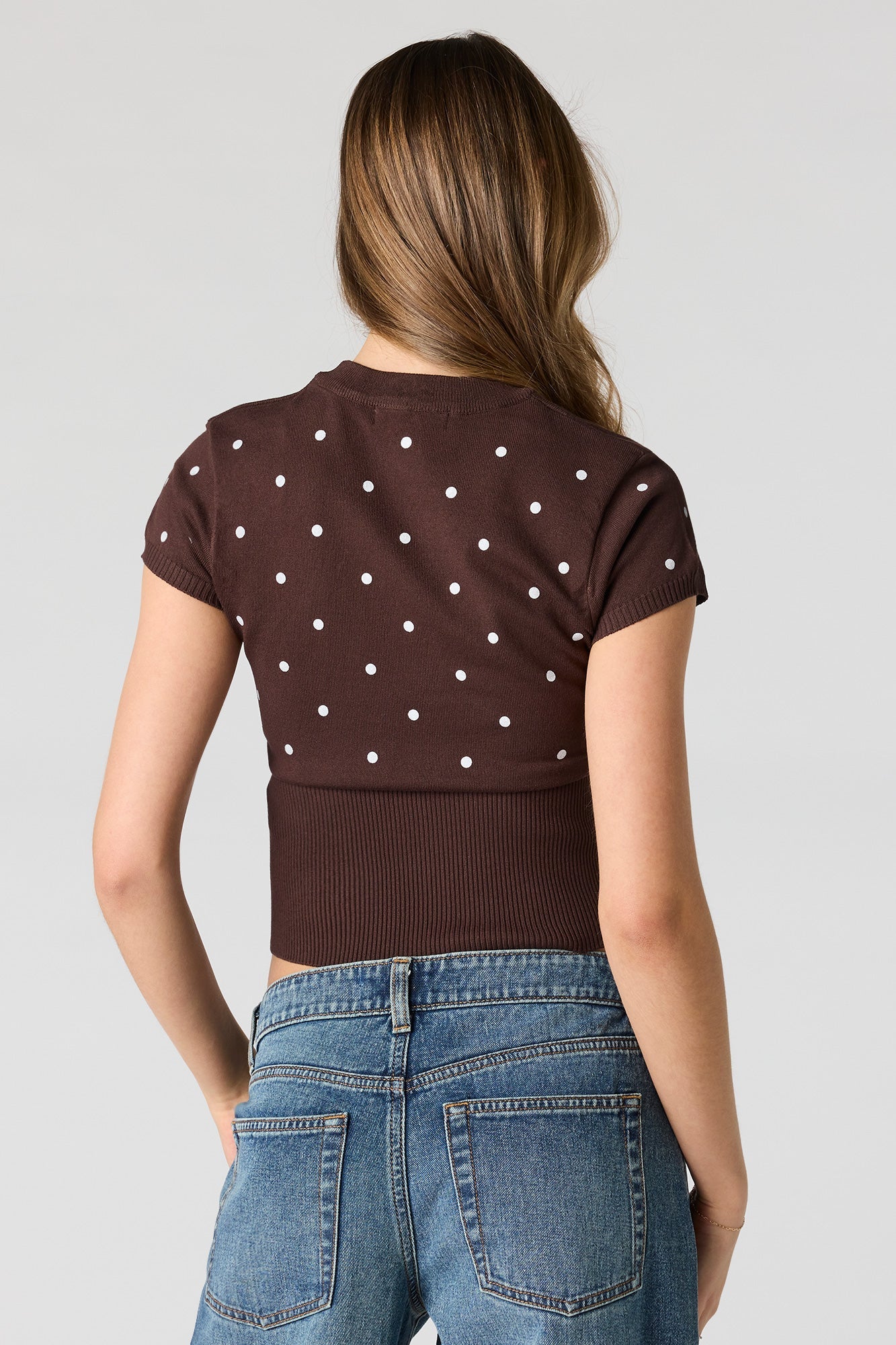 Jacquard Knit Short Sleeve Top