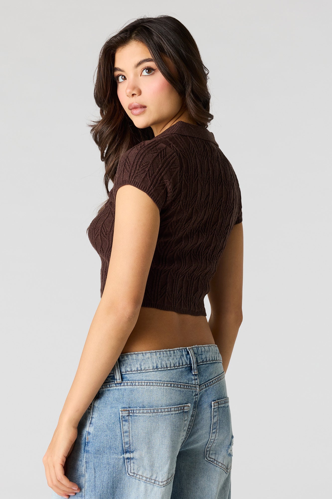 Crochet Button-Up Collared Top