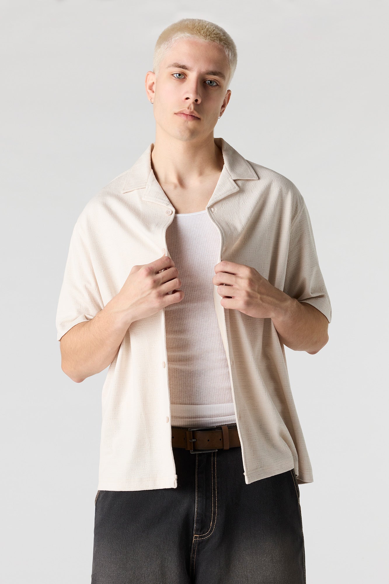 Textured Button-Up Top