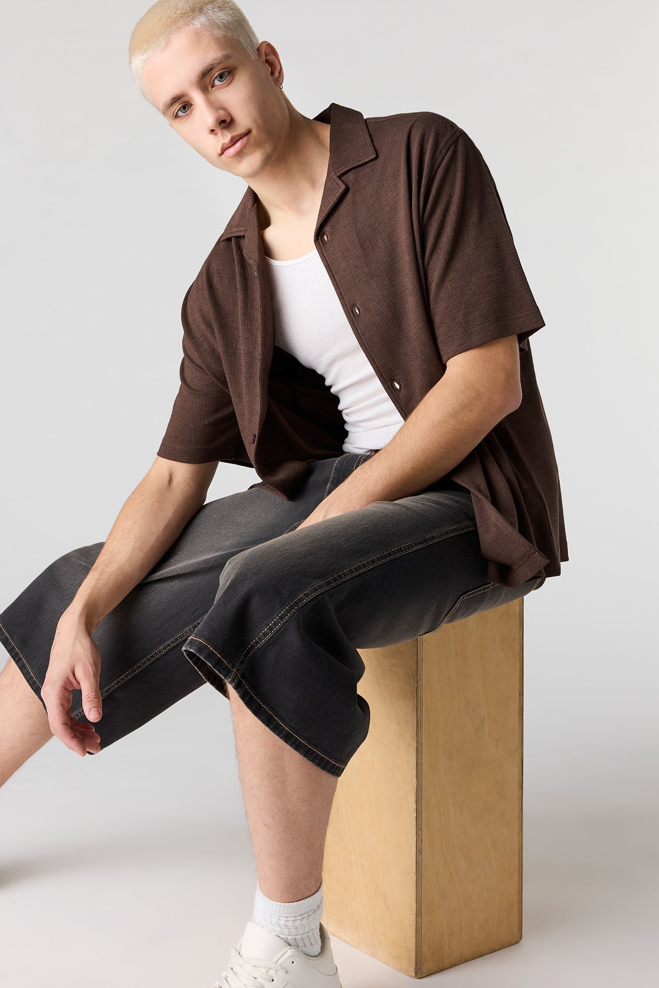 Textured Button-Up Top