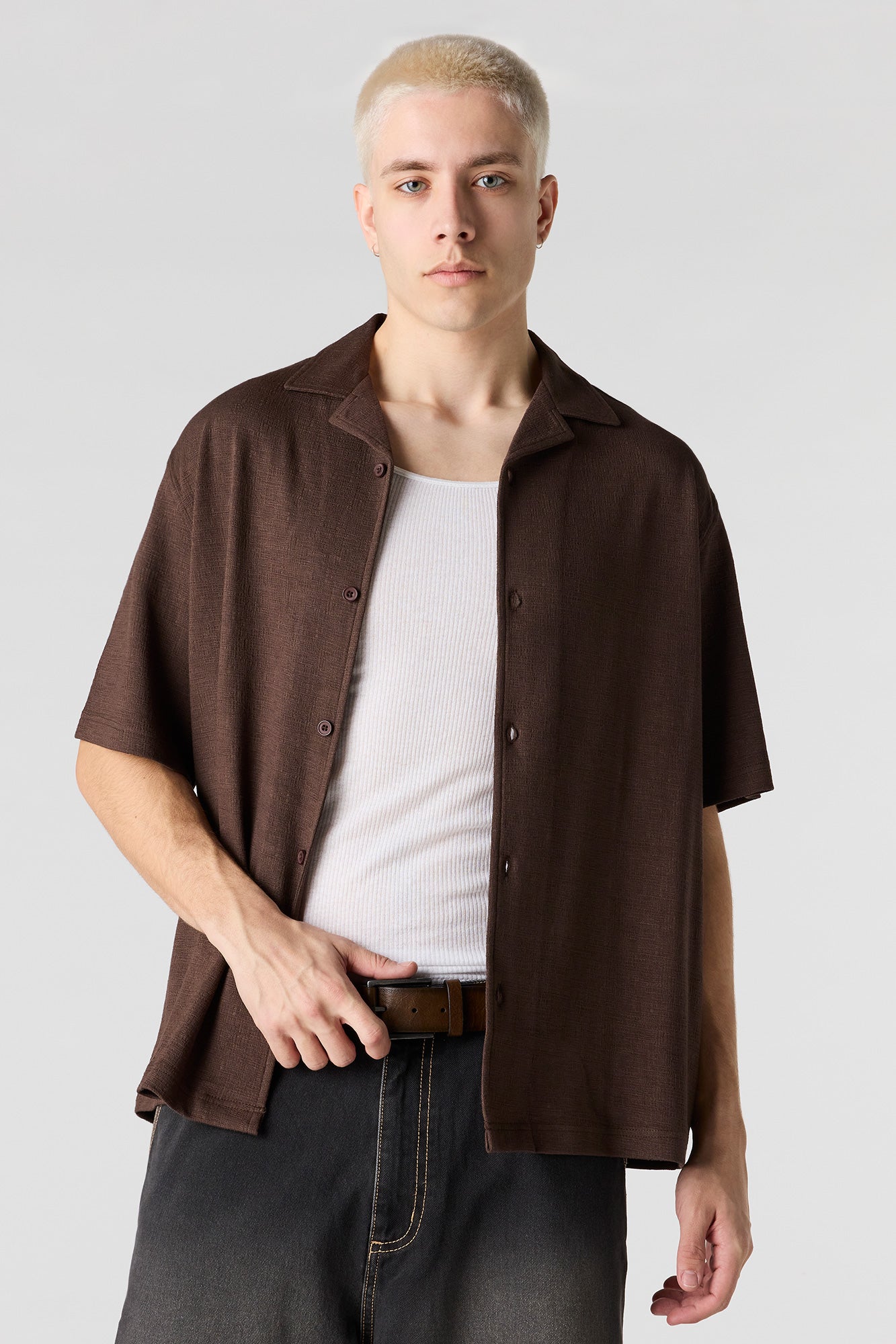 Textured Button-Up Top