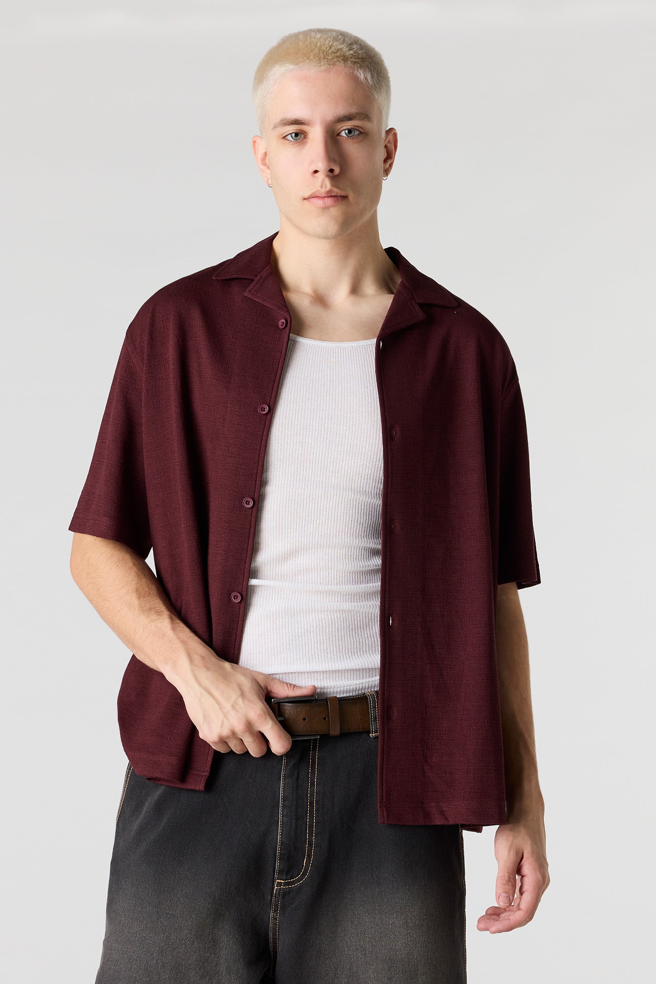 Textured Button-Up Top