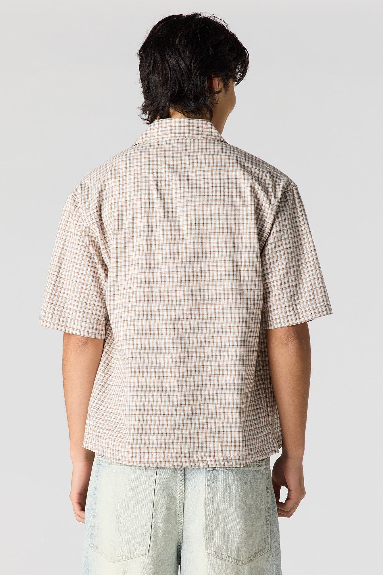 Boxy Plaid Button-Up Top