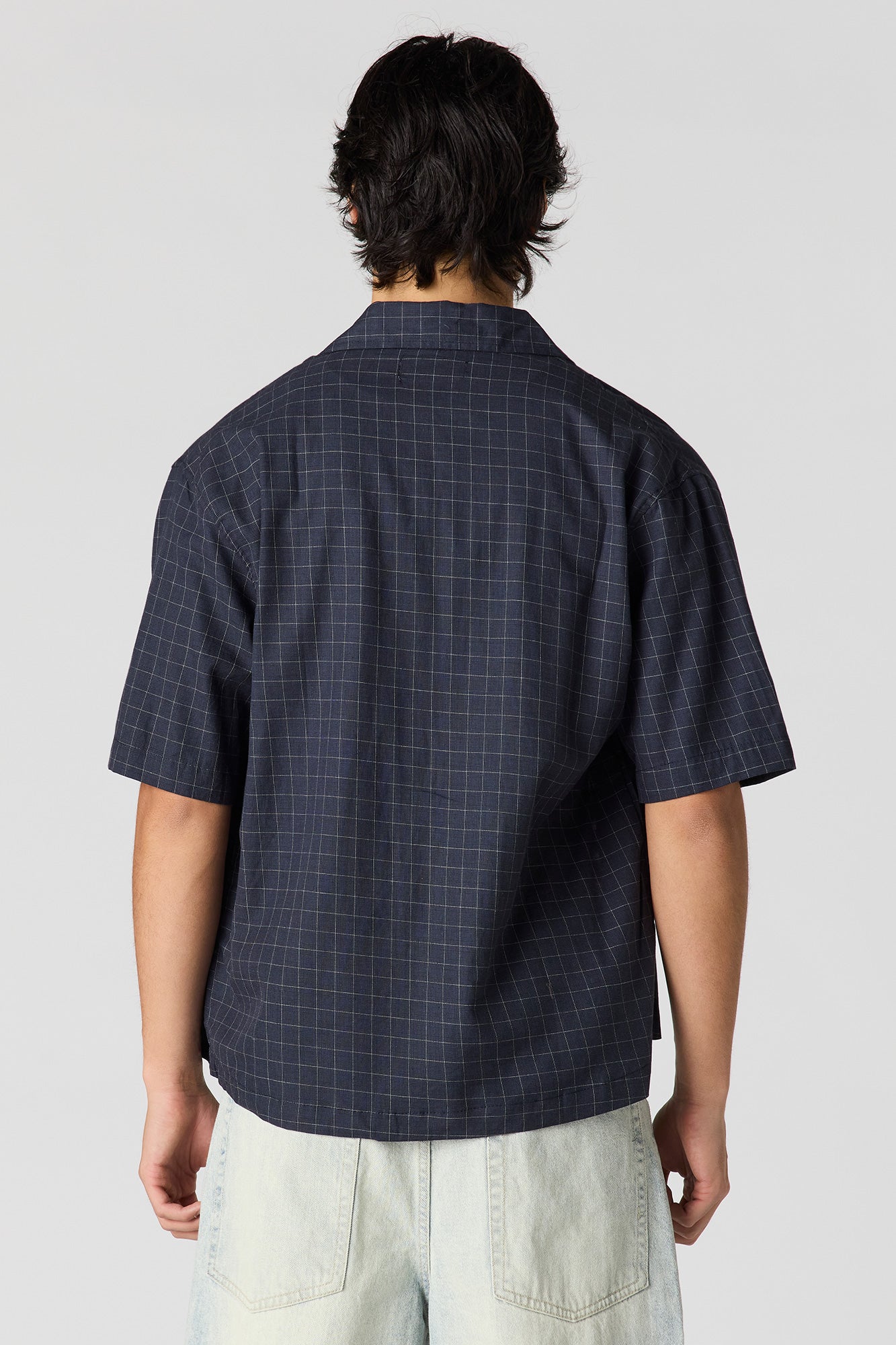 Boxy Plaid Button-Up Top