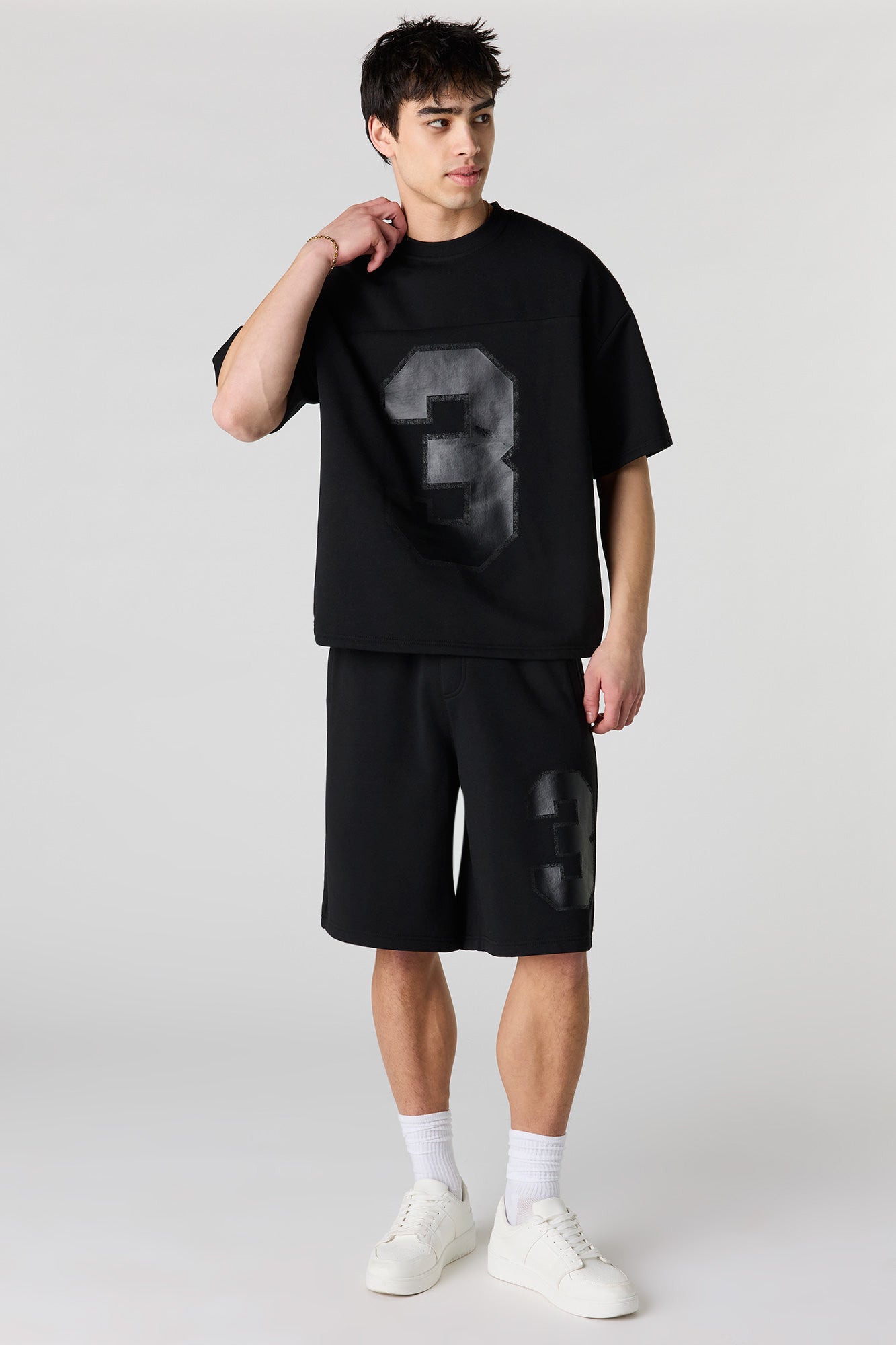 Number Graphic Boxy Fleece T-Shirt