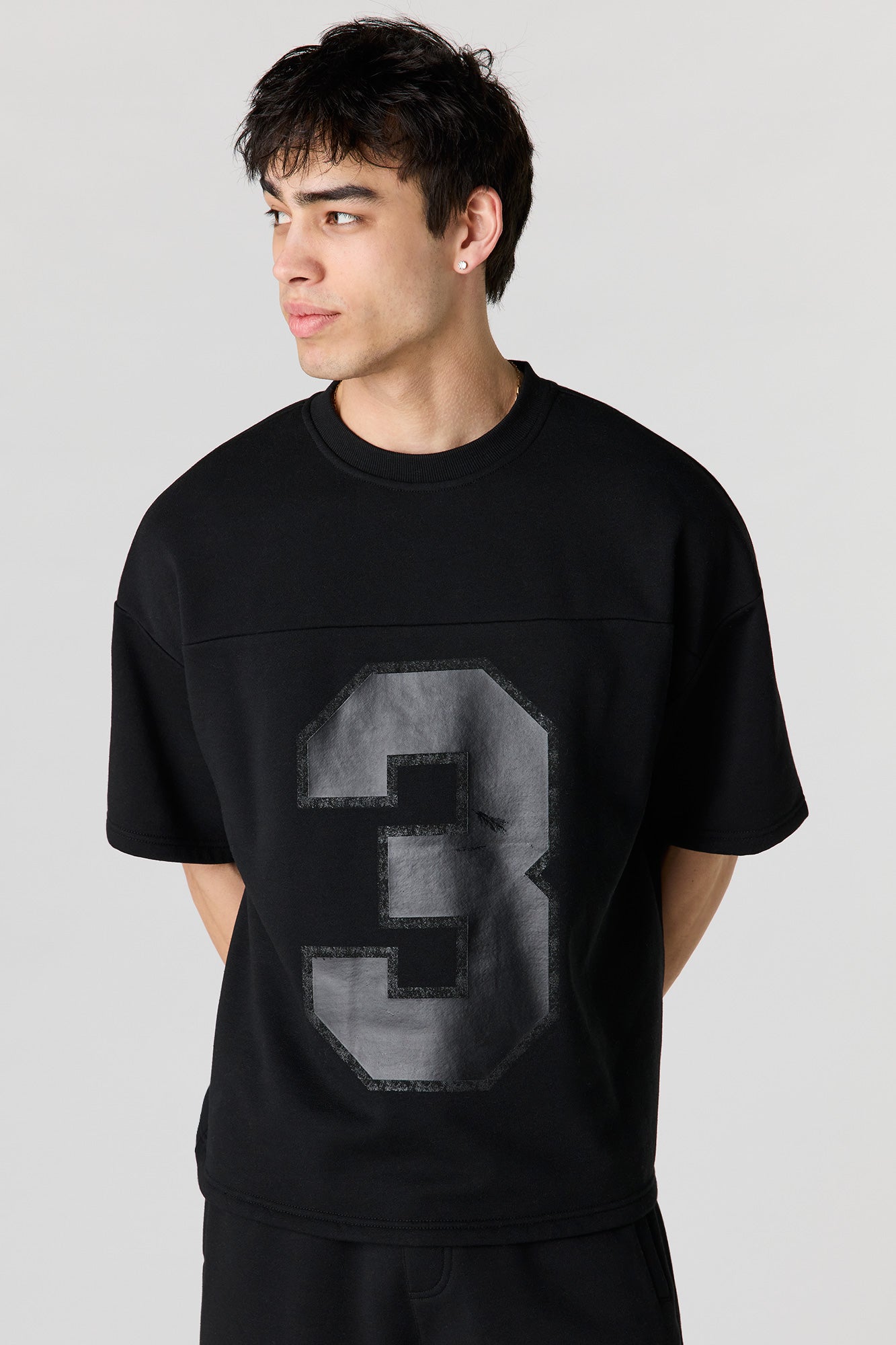 Number Graphic Boxy Fleece T-Shirt