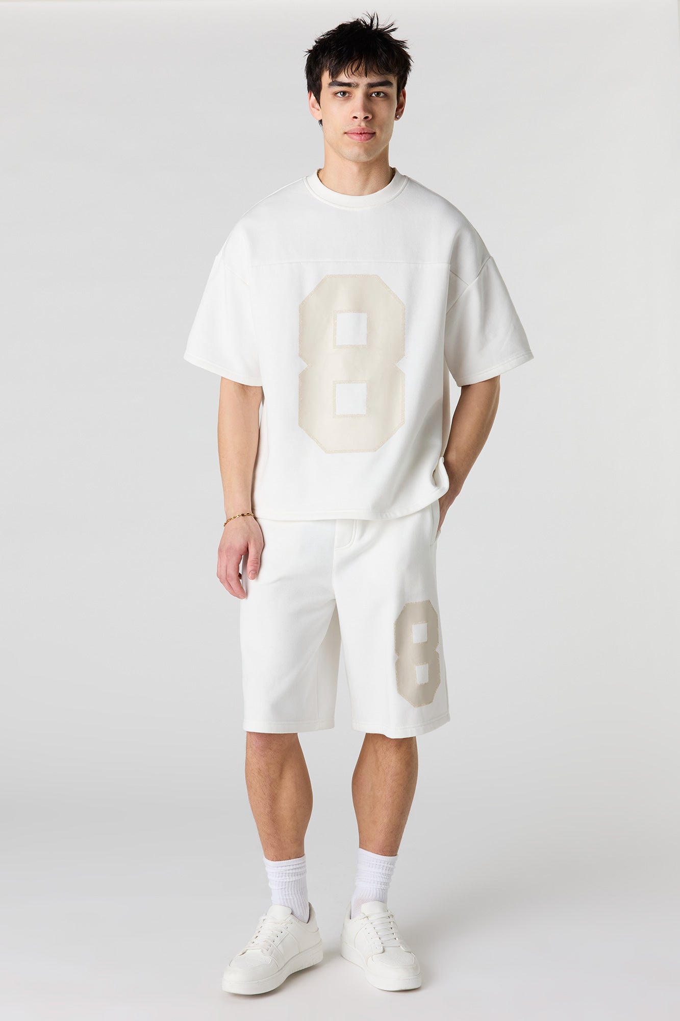 Number Graphic Boxy Fleece T-Shirt