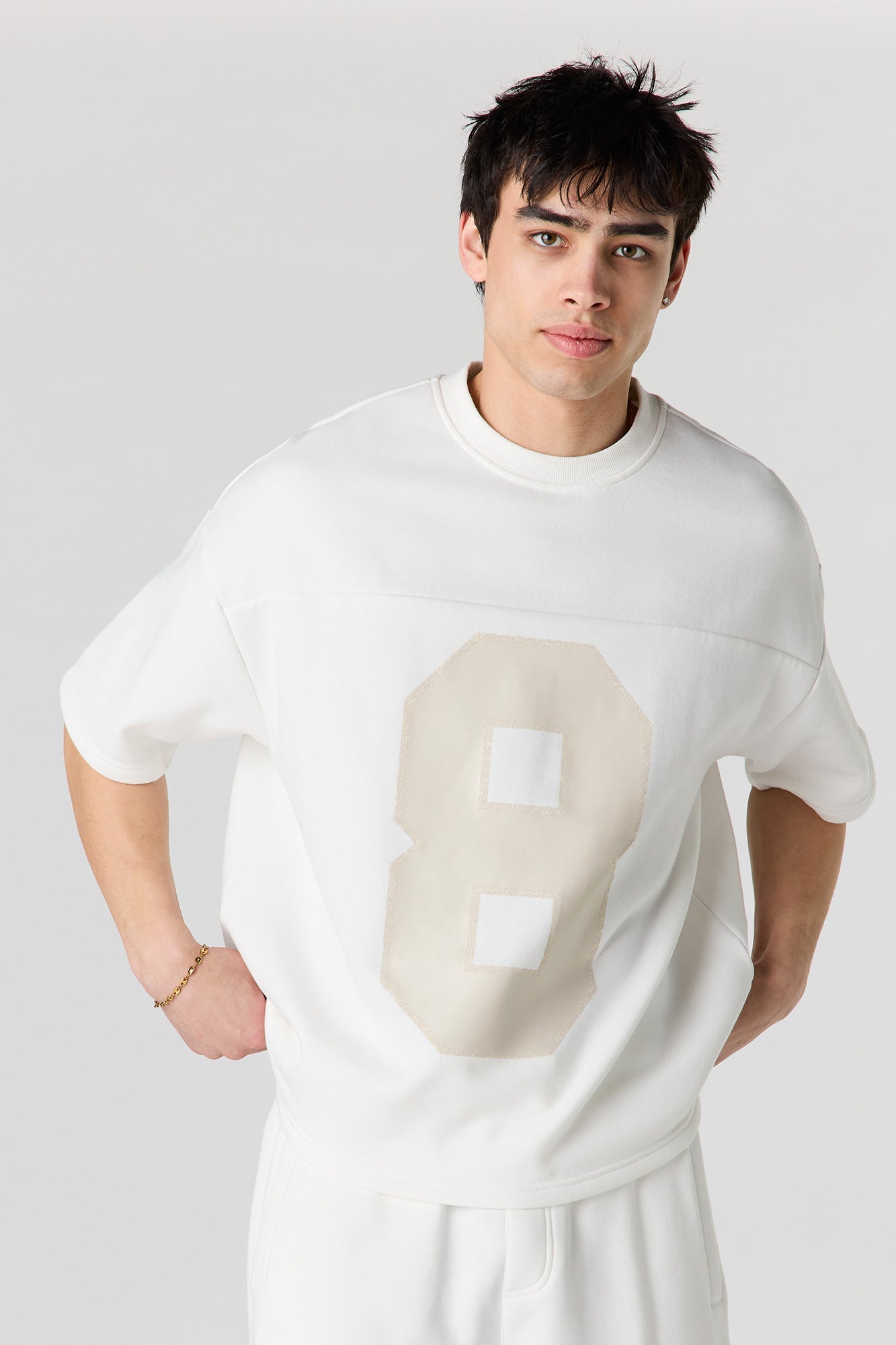 Number Graphic Boxy Fleece T-Shirt
