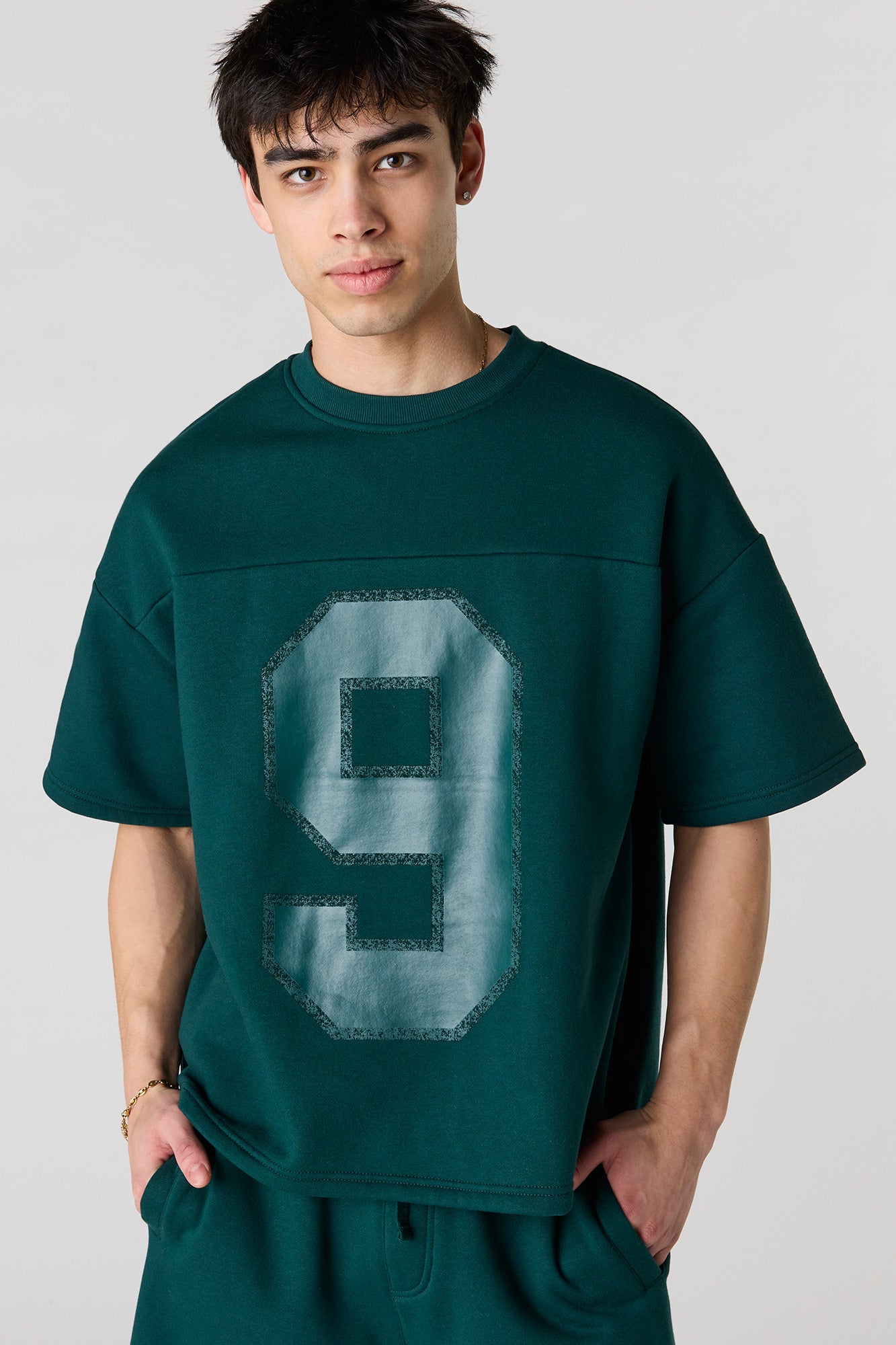 Number Graphic Boxy Fleece T-Shirt