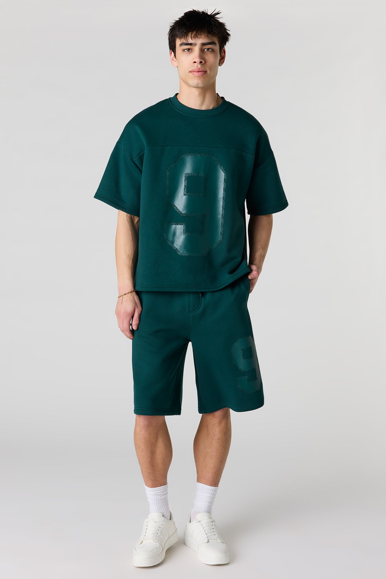 Number Graphic Boxy Fleece T-Shirt