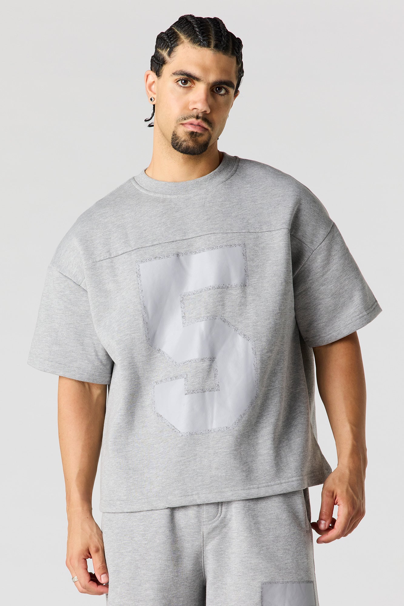Number Graphic Boxy Fleece T-Shirt