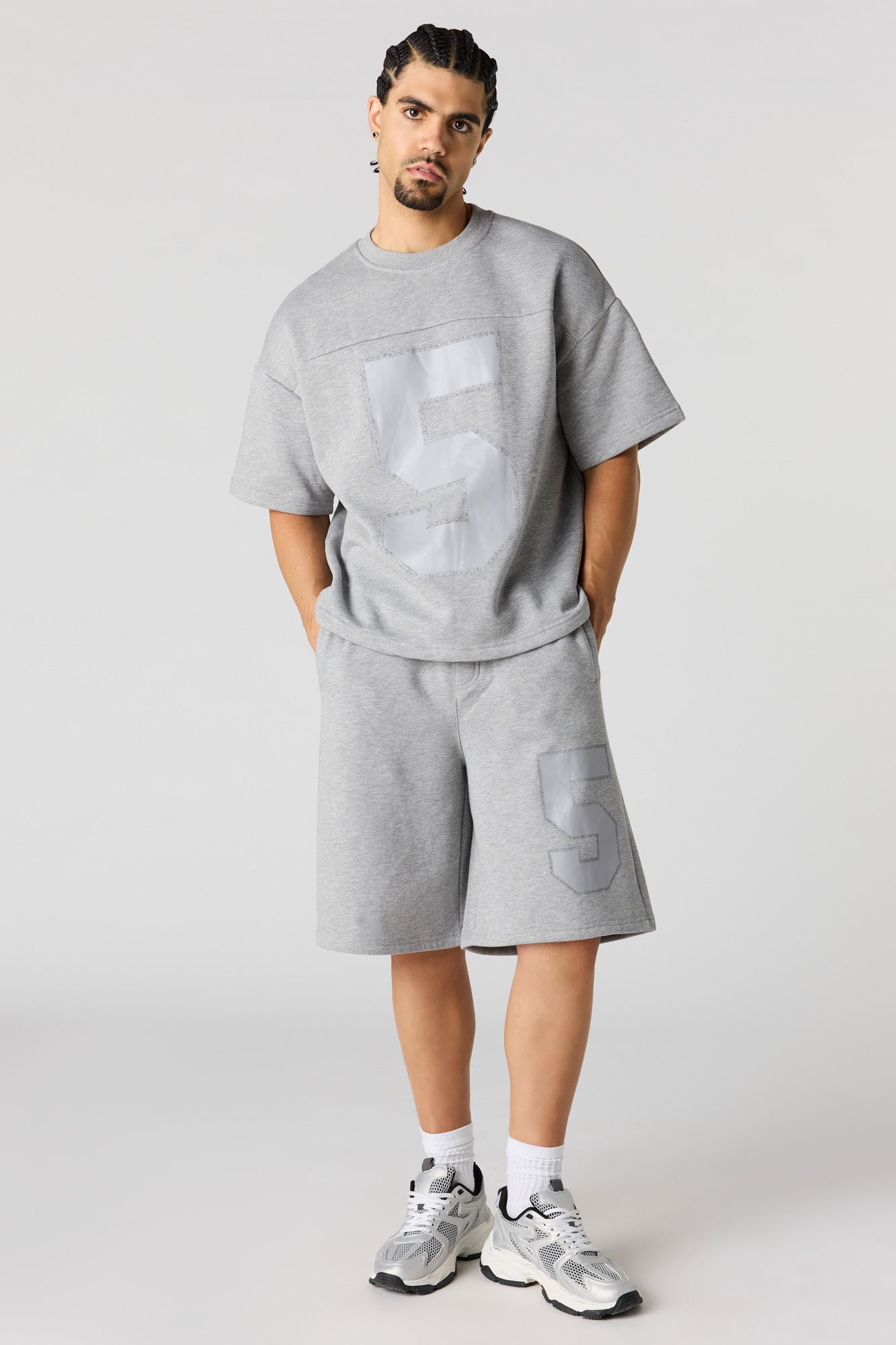 Number Graphic Boxy Fleece T-Shirt