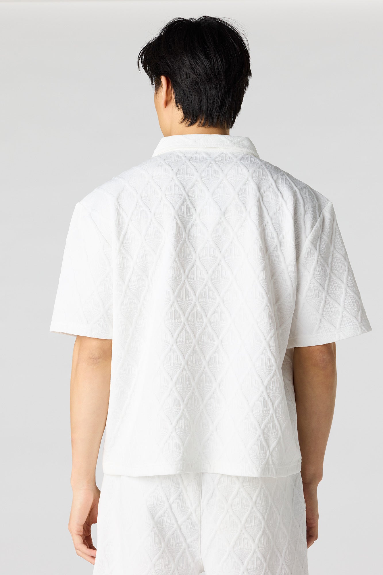 Textured Button-Up Collared Top