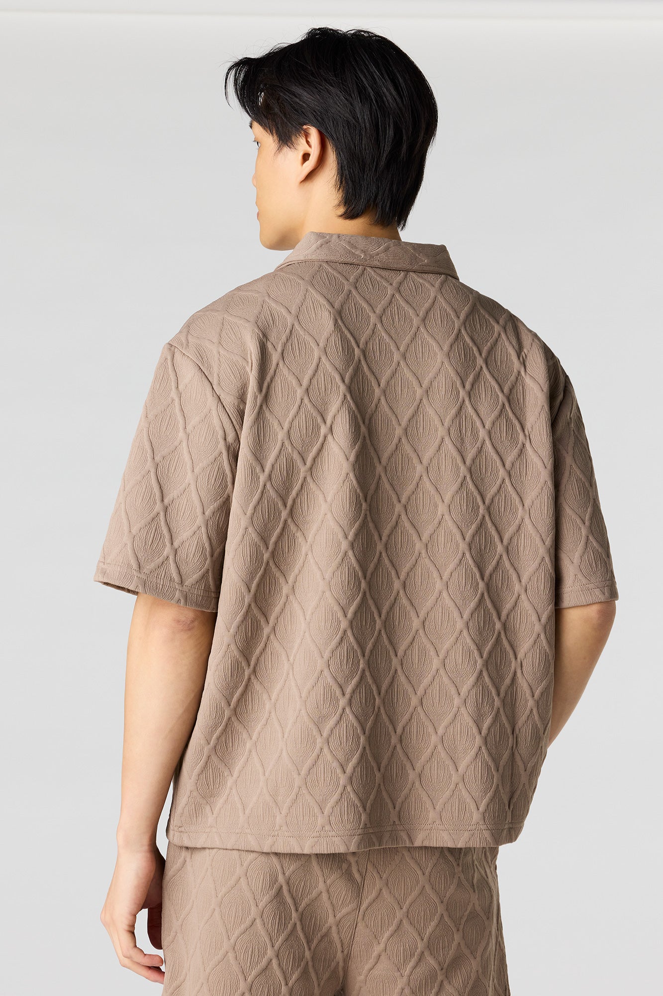 Textured Button-Up Collared Top