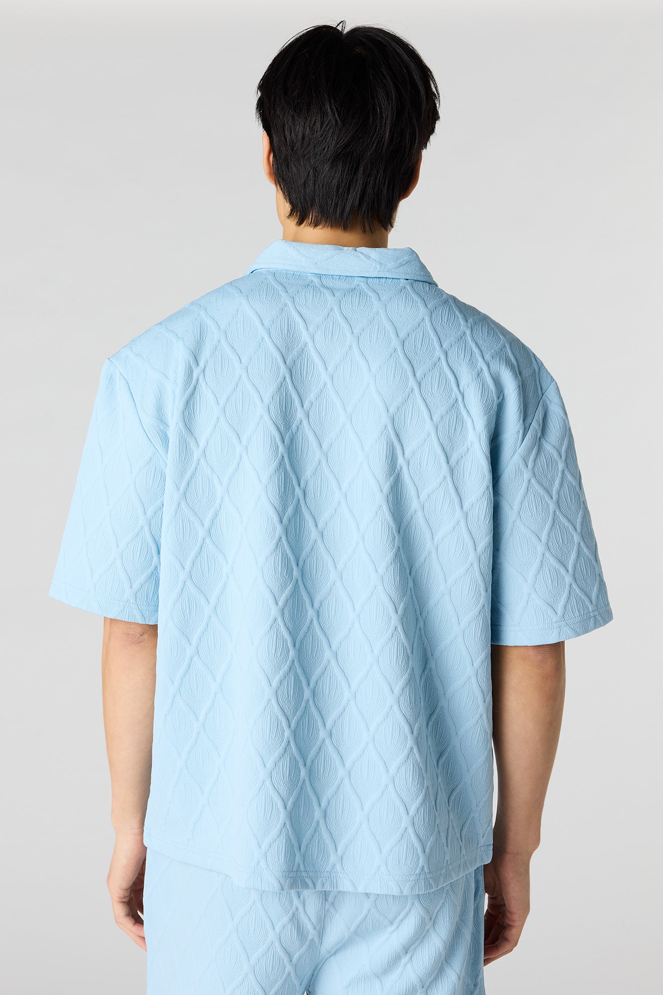 Textured Button-Up Collared Top