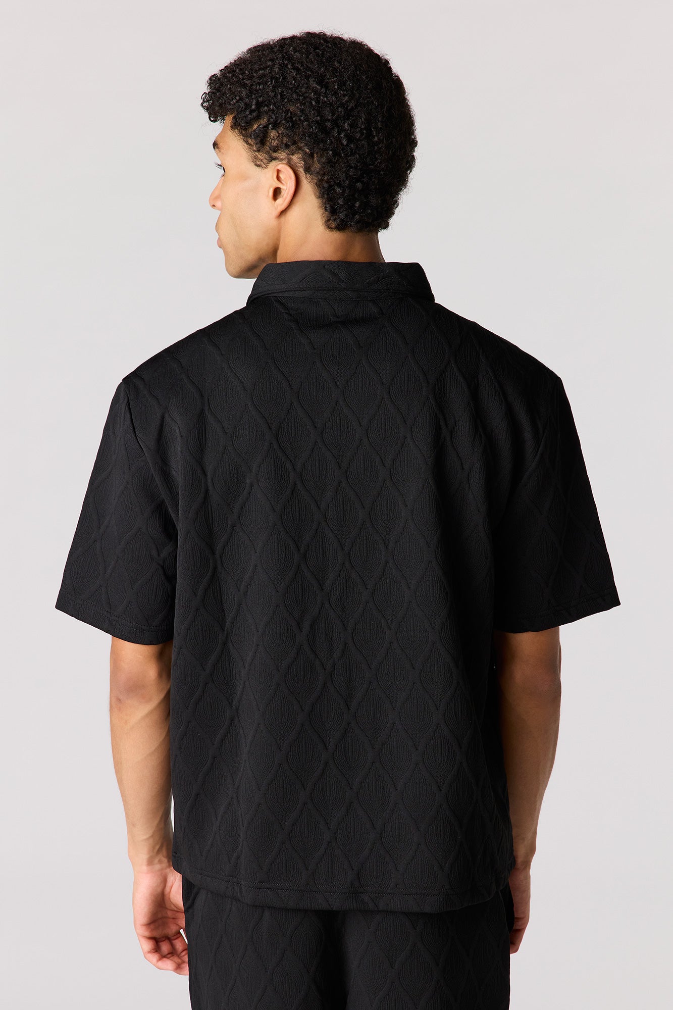 Textured Button-Up Collared Top