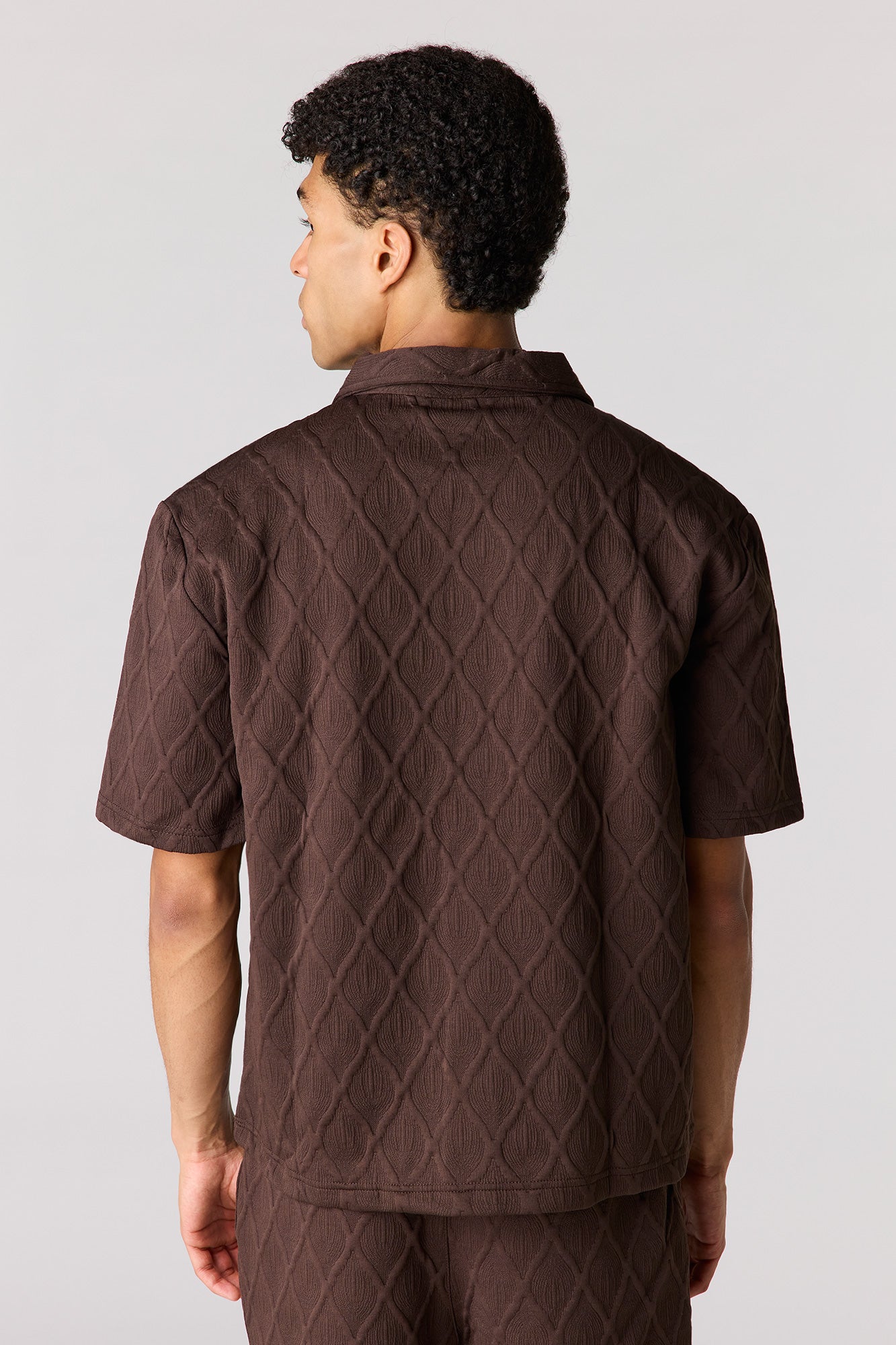 Textured Button-Up Collared Top