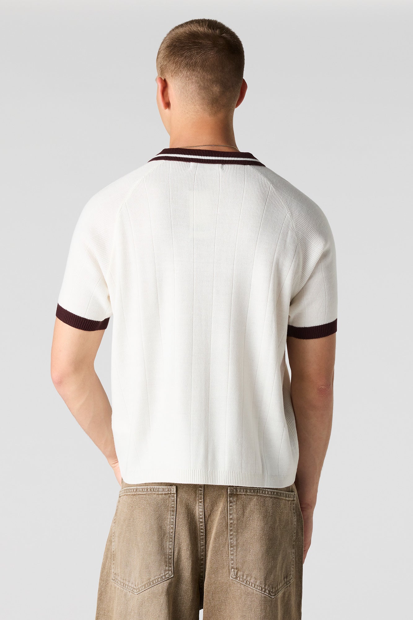 Embroidered Knit Collared Top