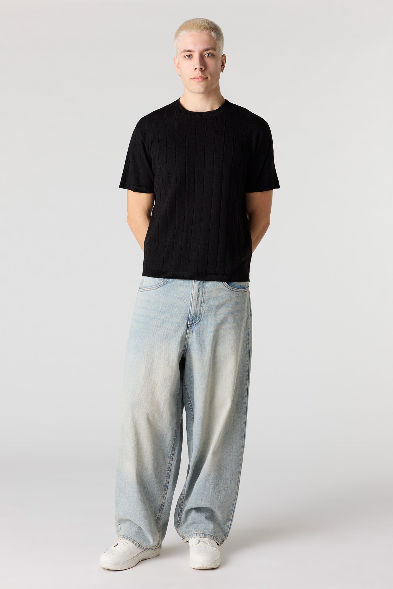 Ribbed Knit T-Shirt