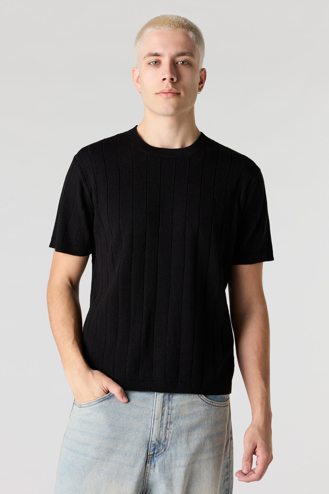 Ribbed Knit T-Shirt