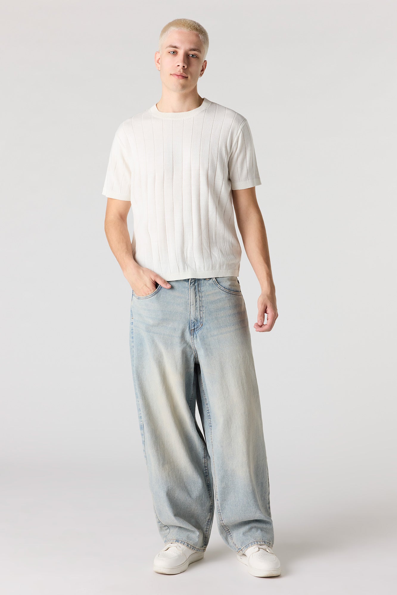 Ribbed Knit T-Shirt