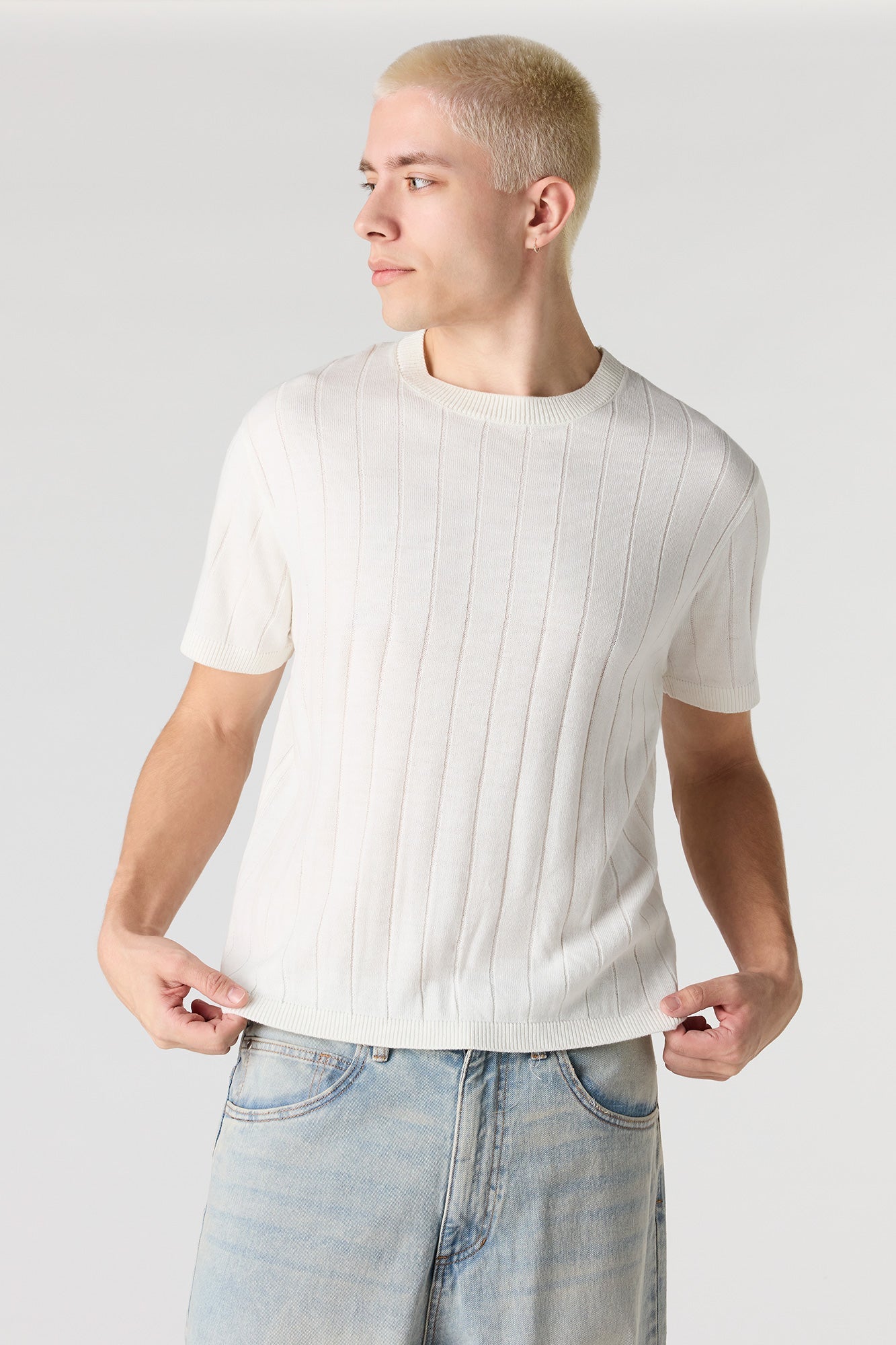 Ribbed Knit T-Shirt