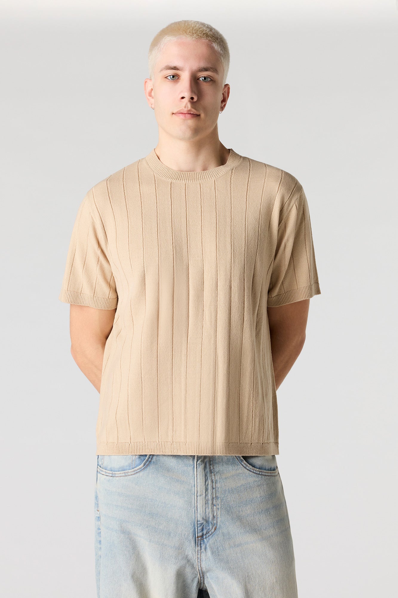 Ribbed Knit T-Shirt