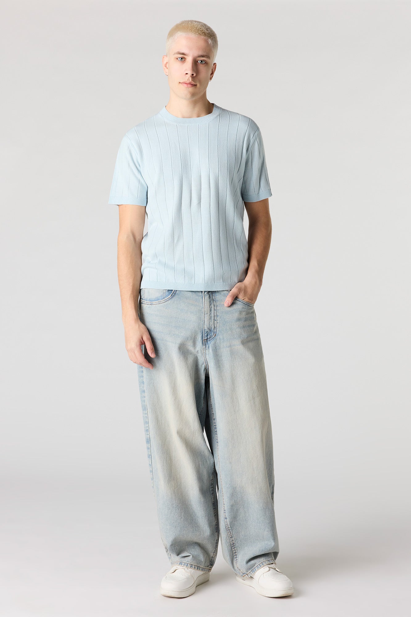 Ribbed Knit T-Shirt