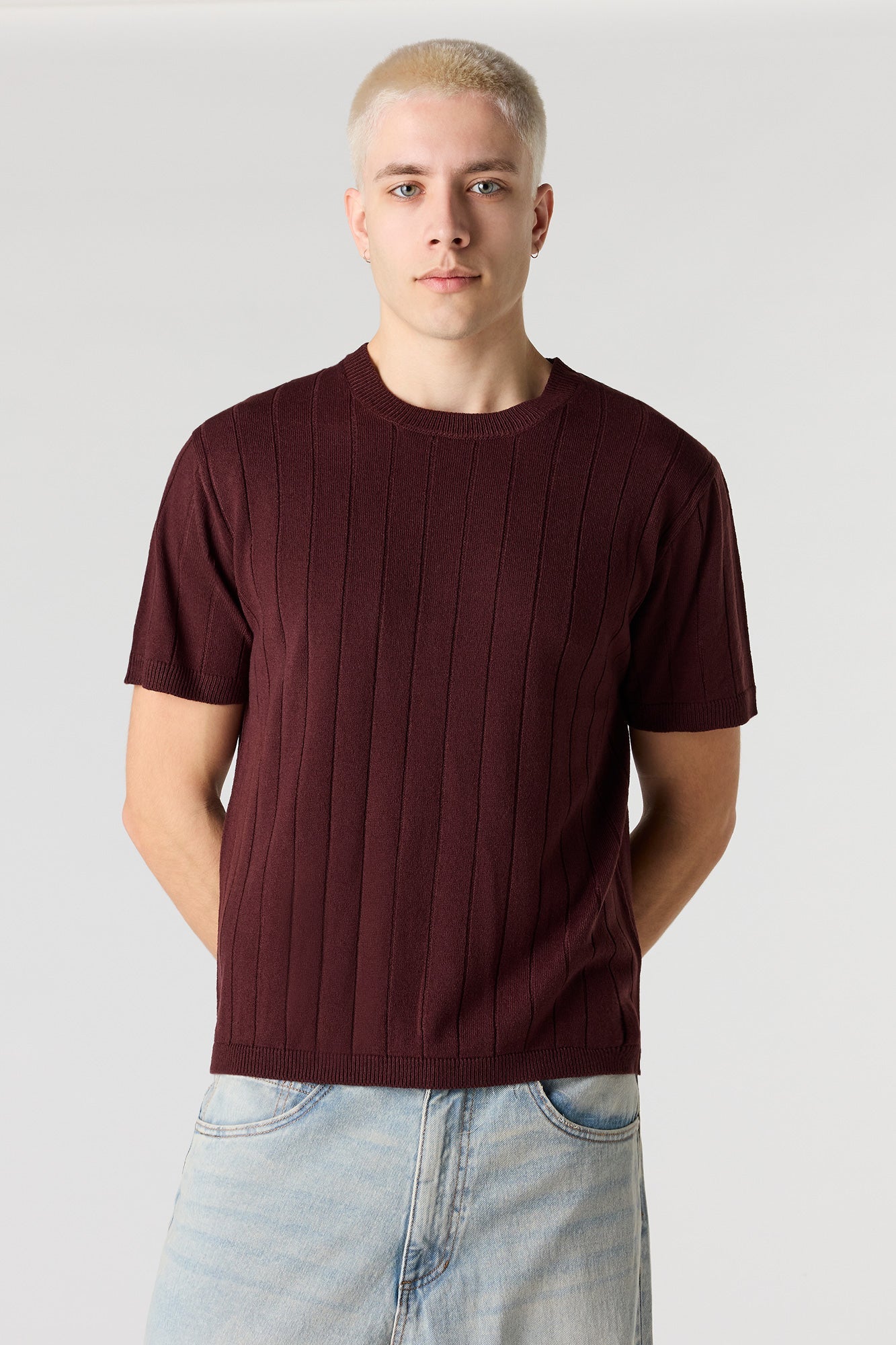 Ribbed Knit T-Shirt