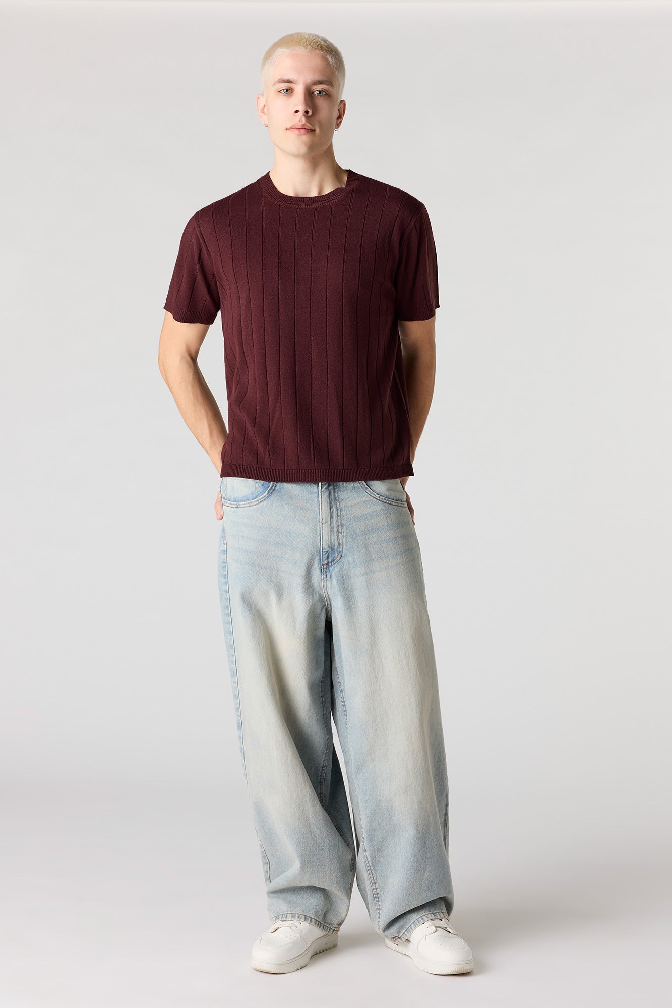 Ribbed Knit T-Shirt