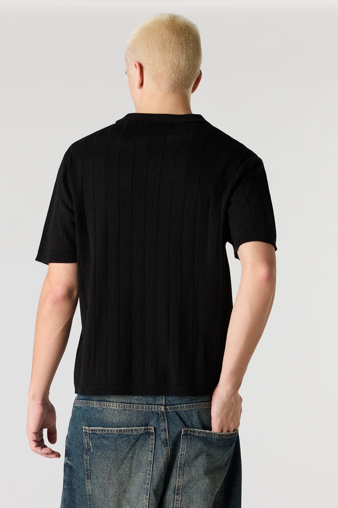 Ribbed Knit Polo