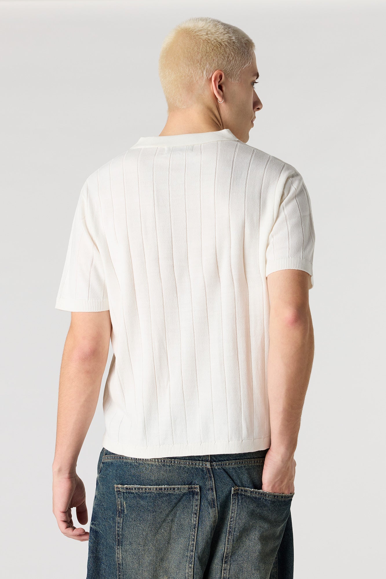 Ribbed Knit Polo