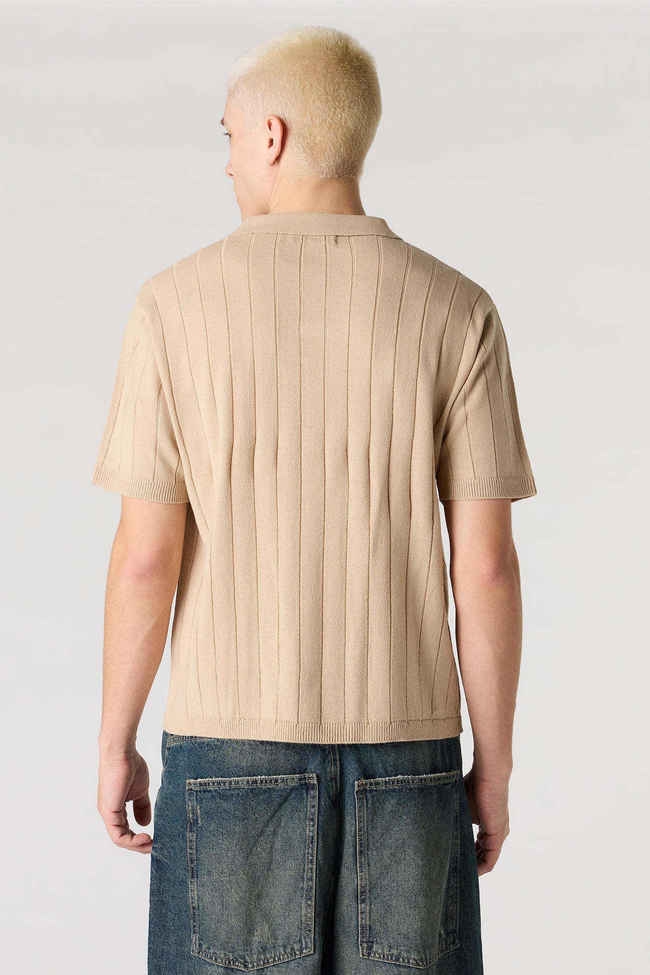 Ribbed Knit Polo