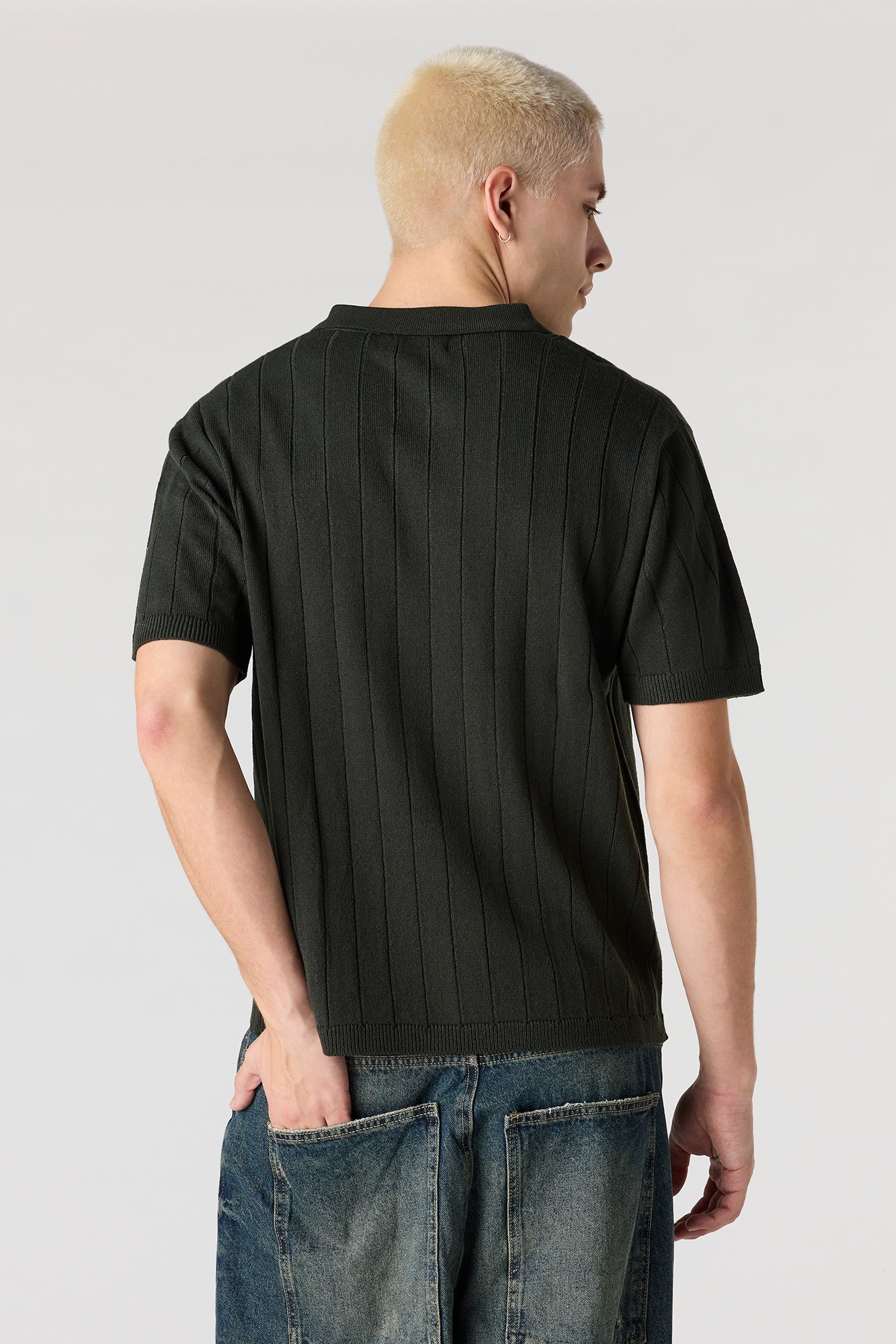 Ribbed Knit Polo