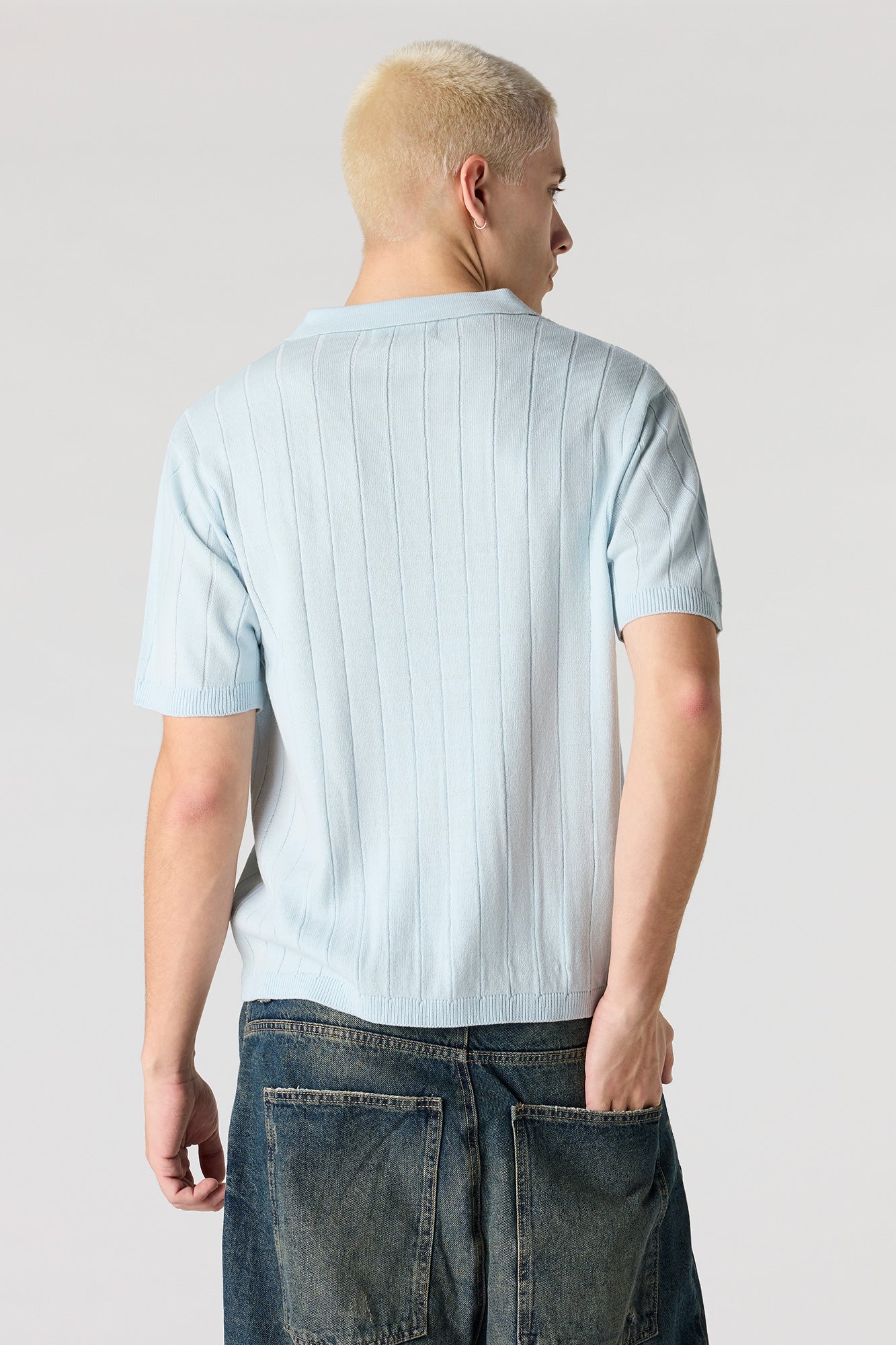 Ribbed Knit Polo