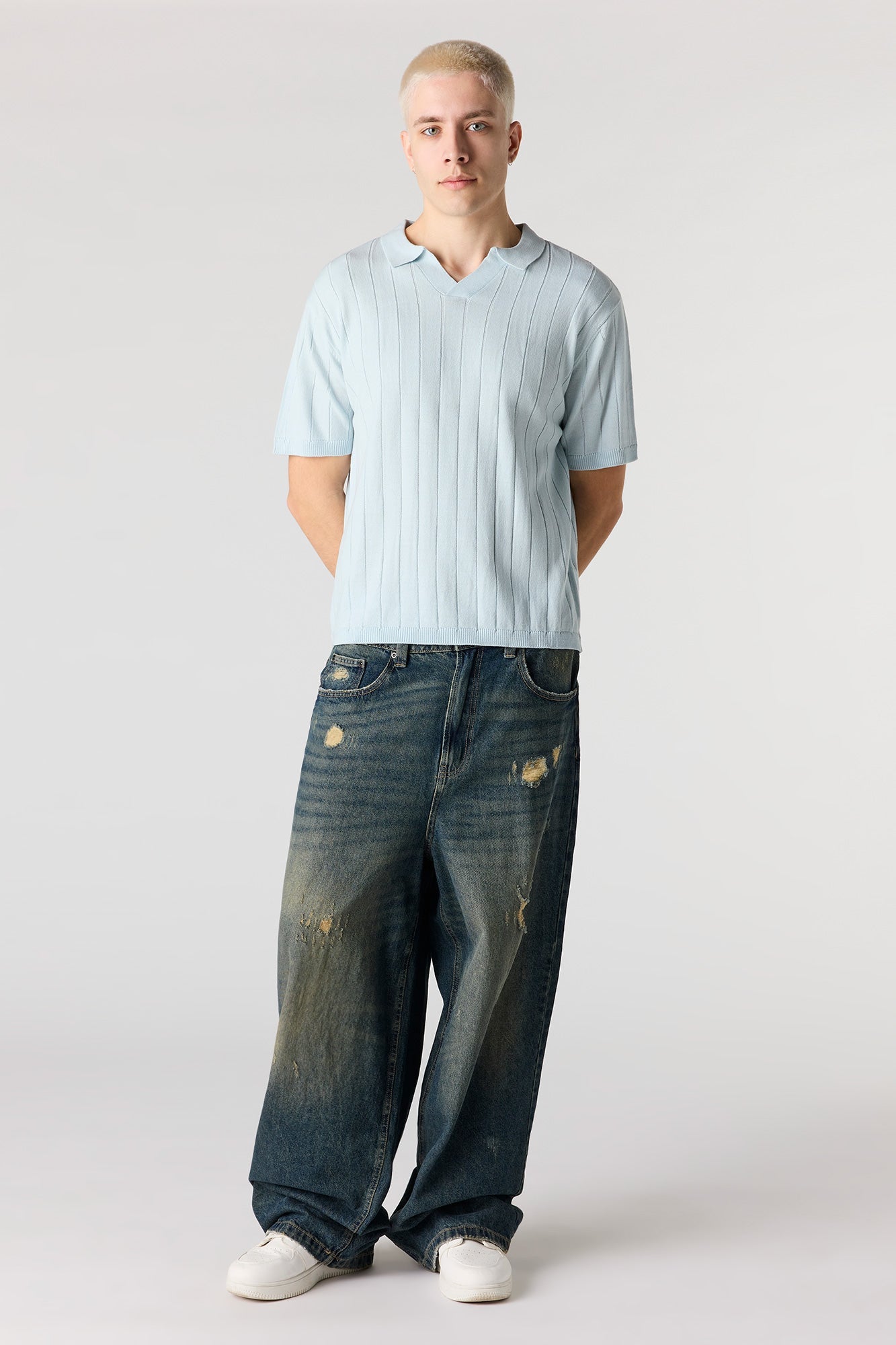 Ribbed Knit Polo
