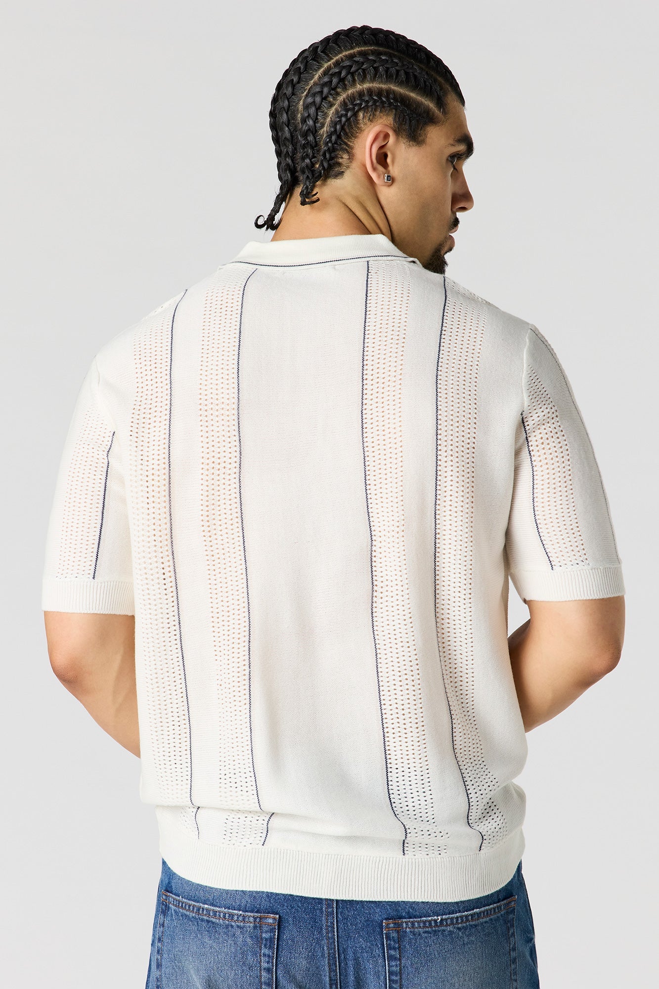 Textured Knit Striped Polo