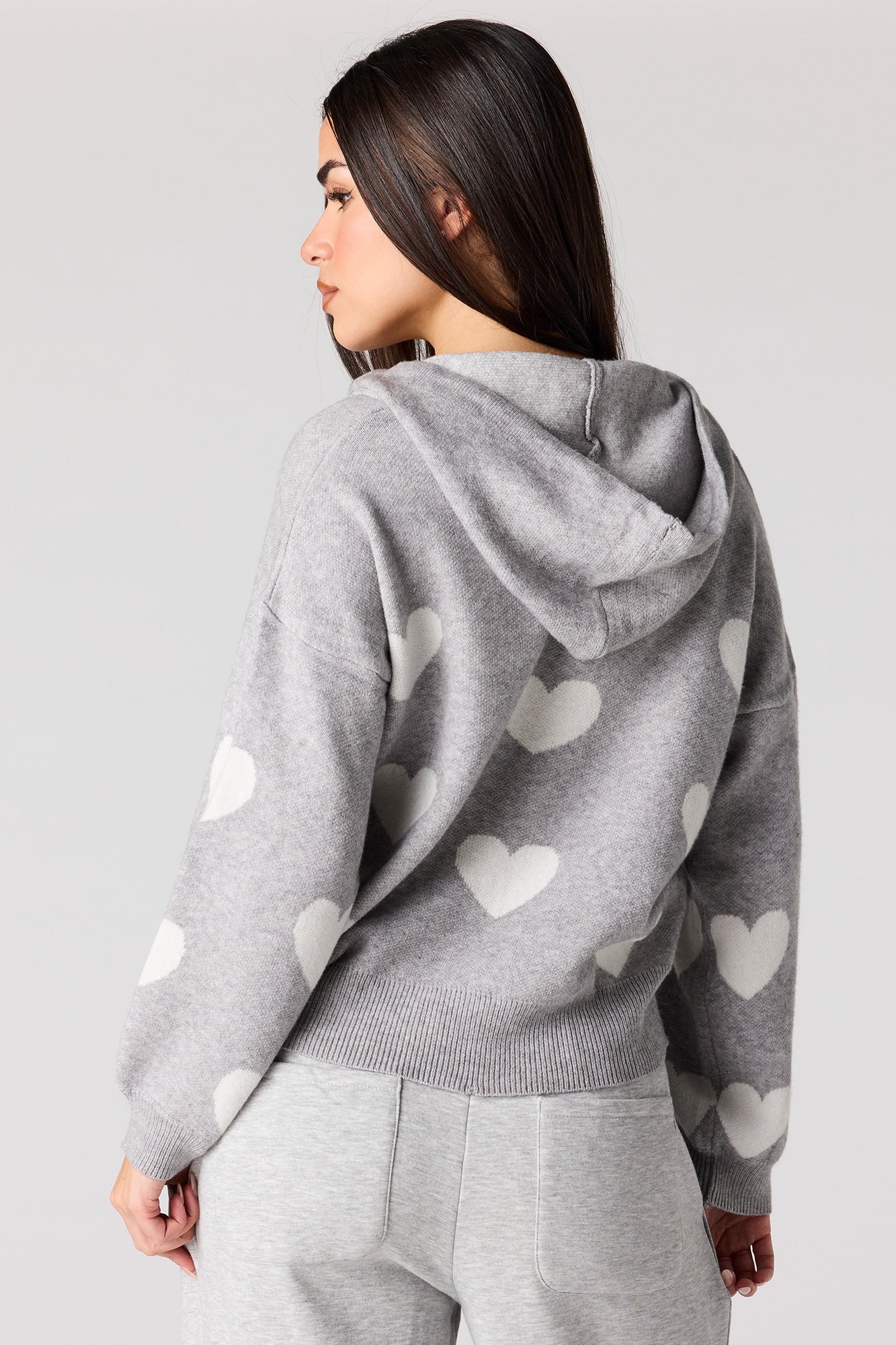 Jacquard Knit Hoodie Sweater