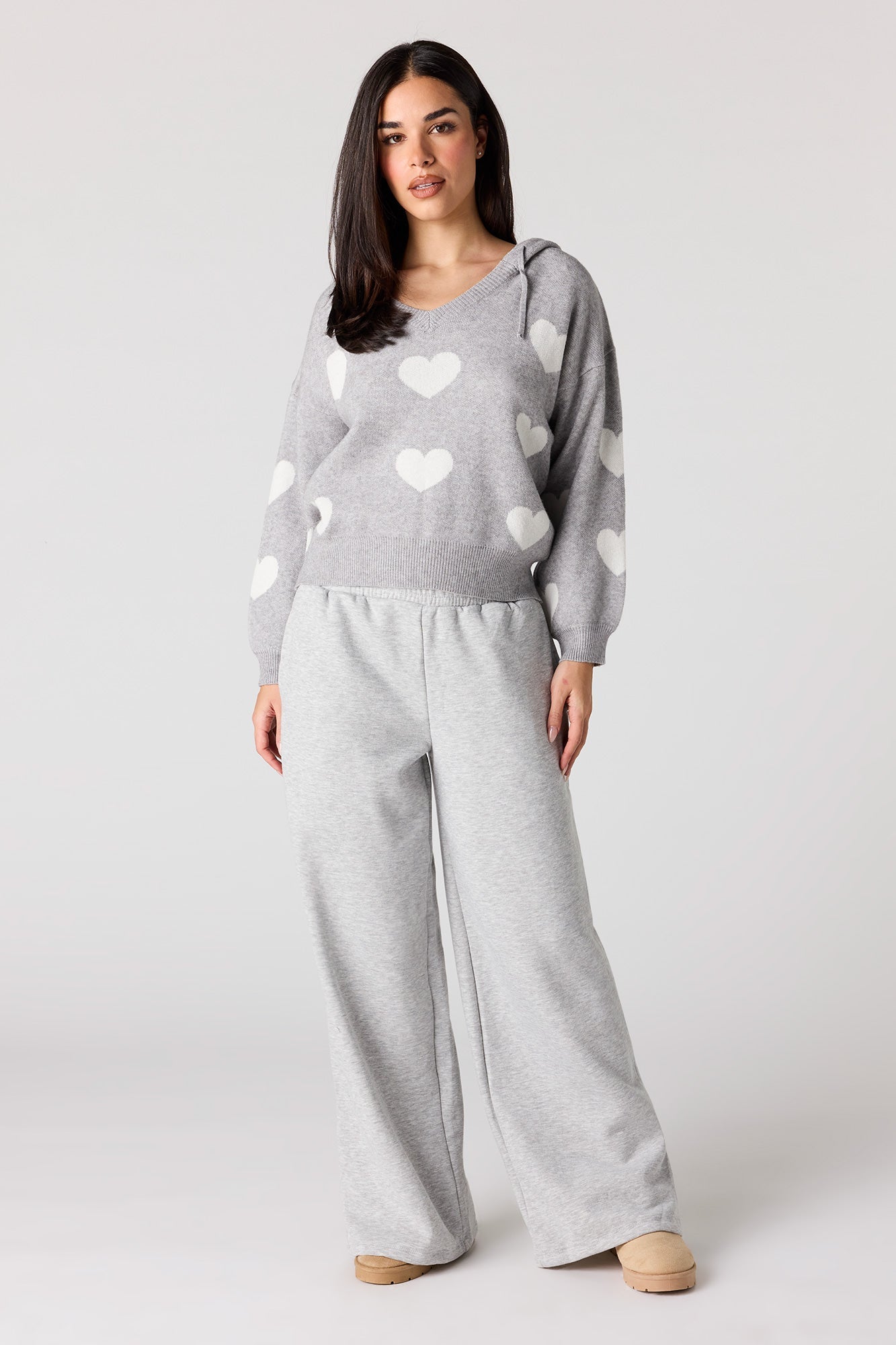 Jacquard Knit Hoodie Sweater