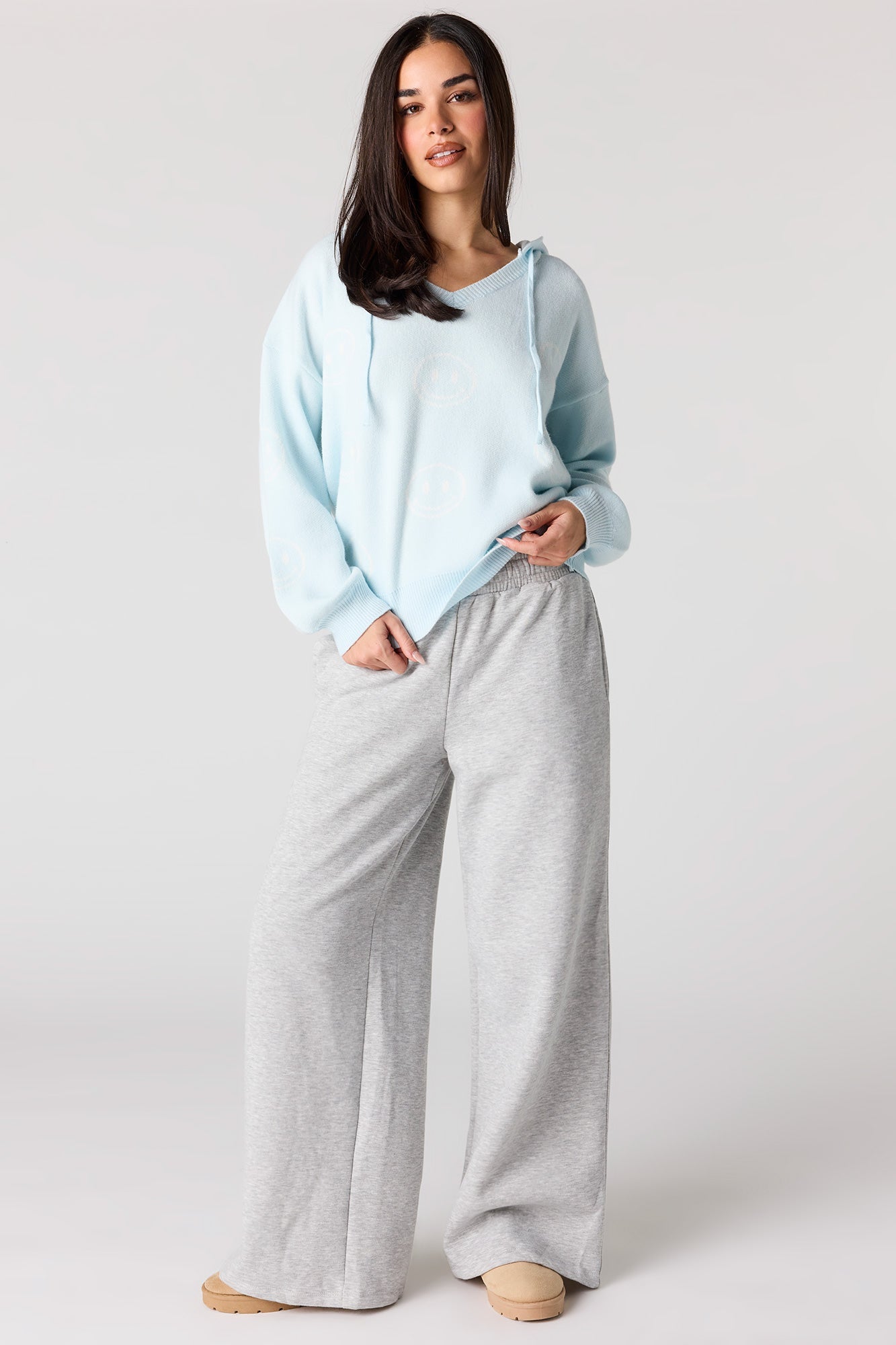 Jacquard Knit Hoodie Sweater