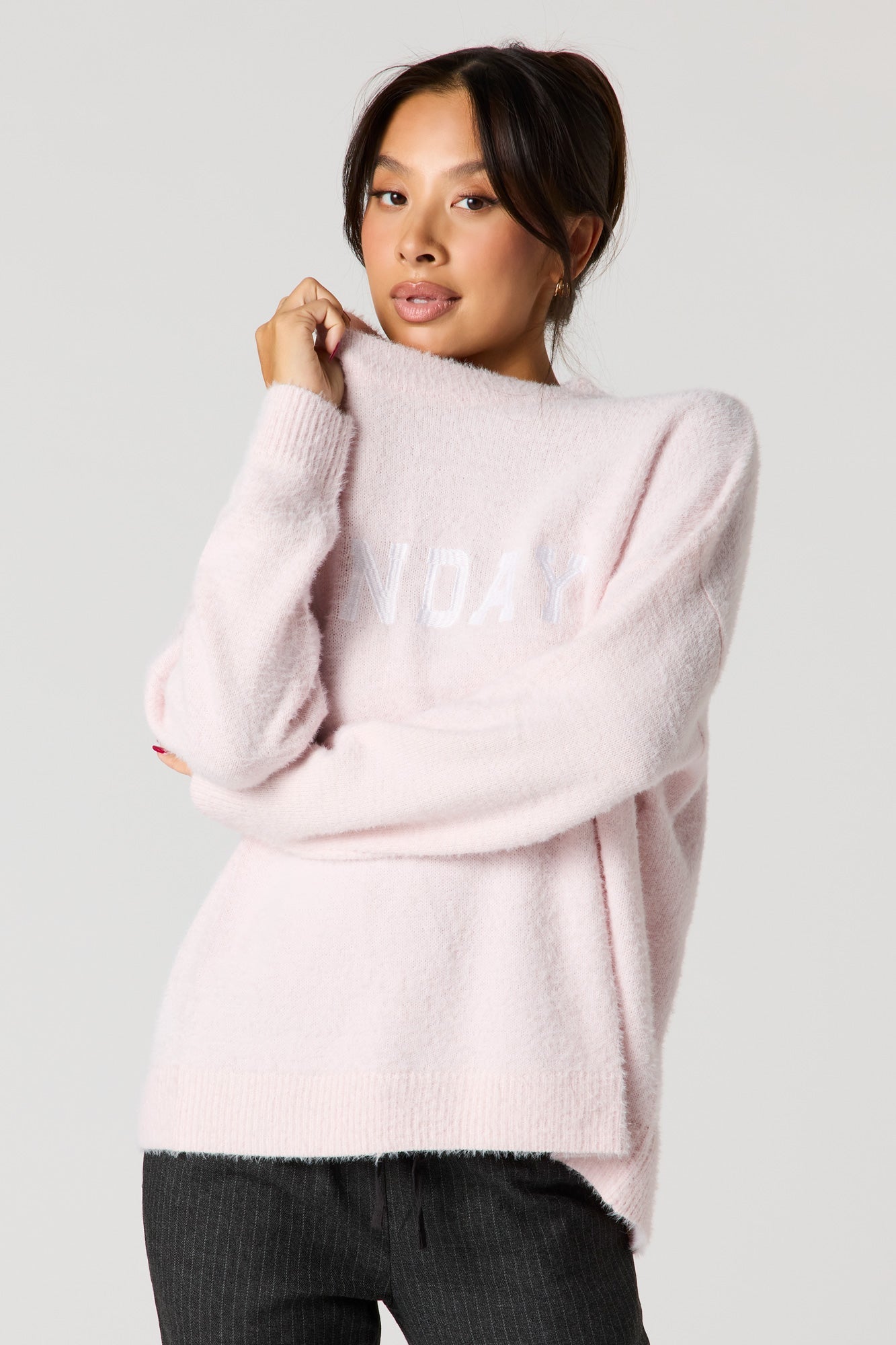 Embroidered Mossy Sweater